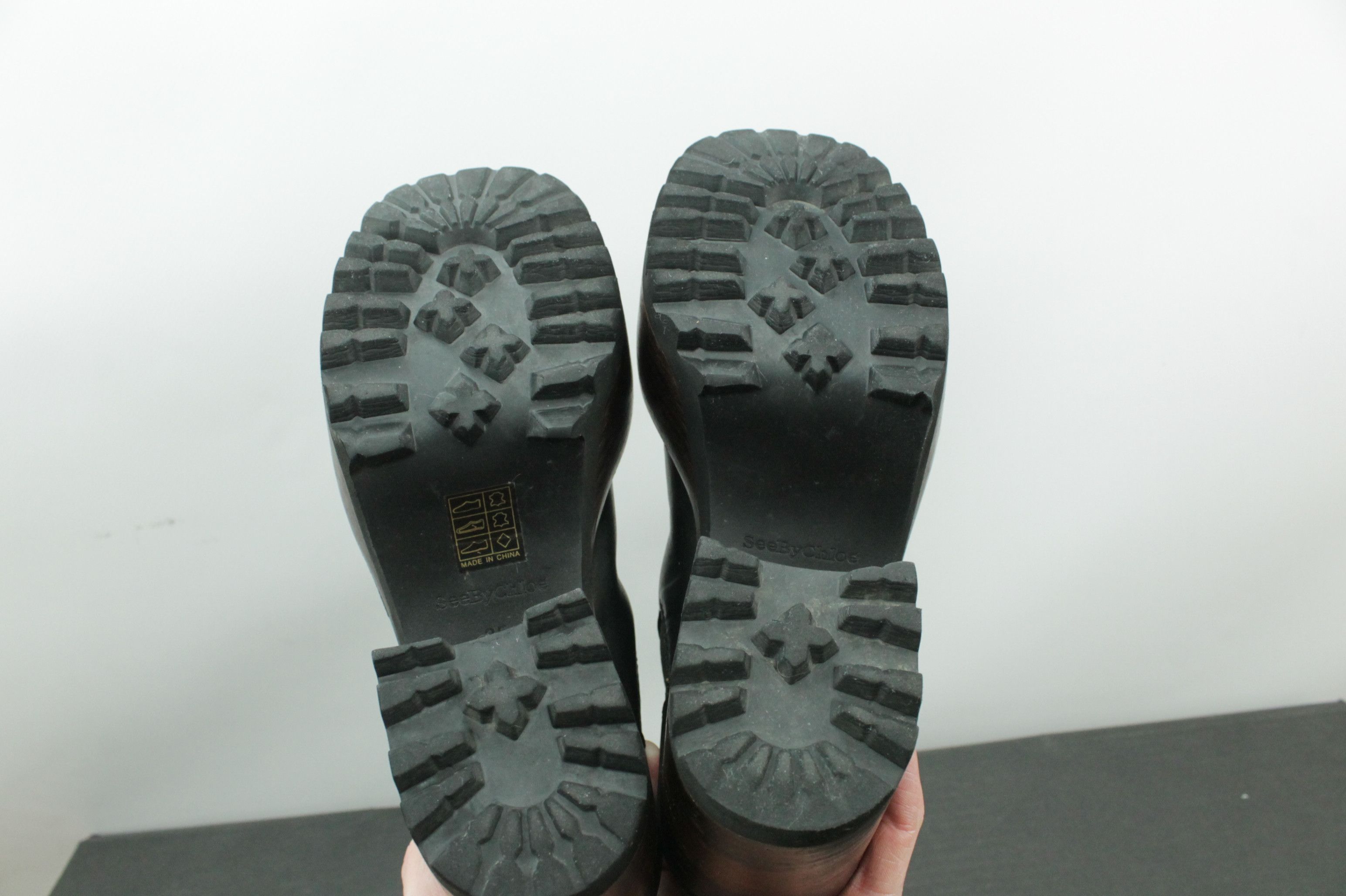 Chloe See By Chloé Block Heel Platform Black Leather Bootie Size US 5 / IT 35 - 9 Thumbnail