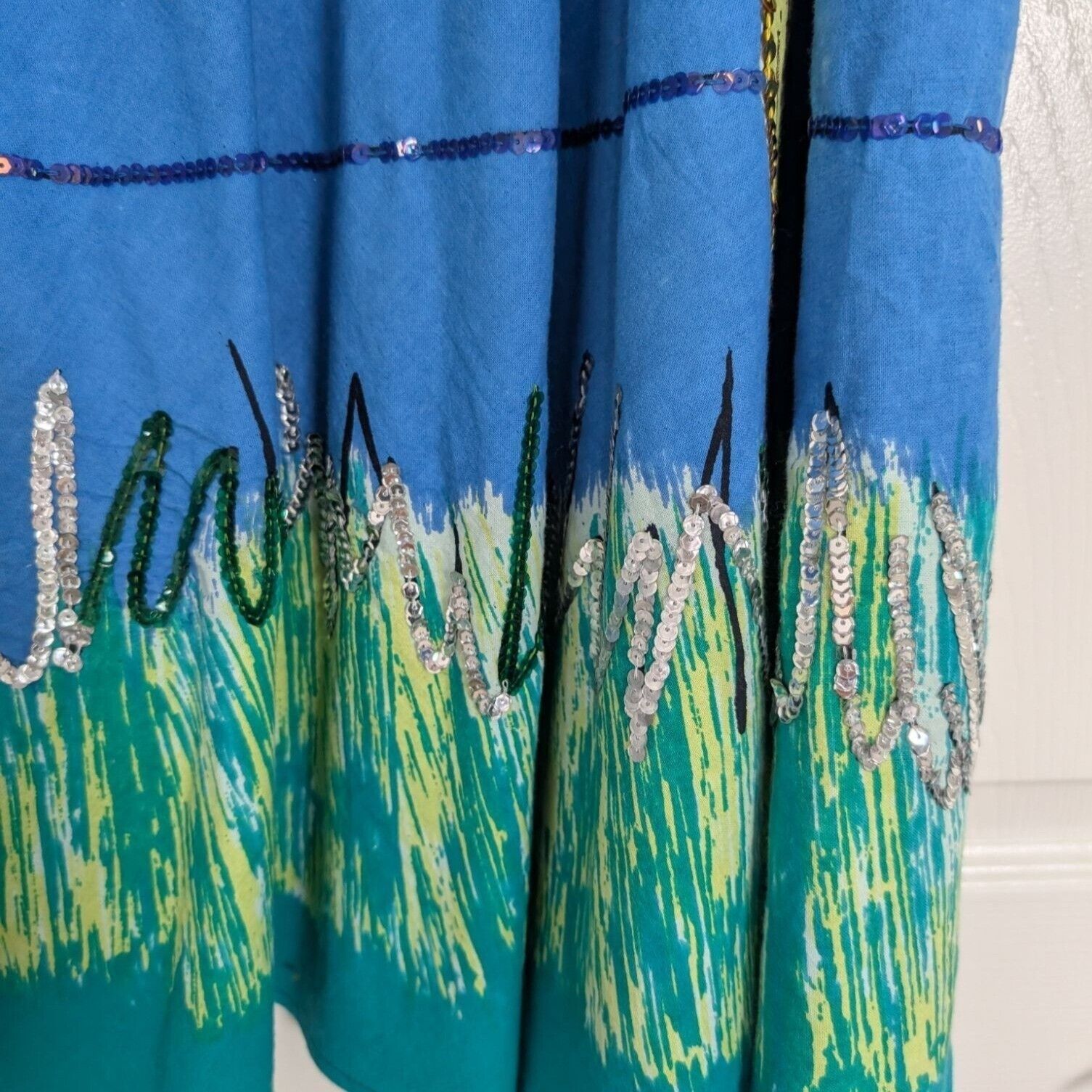 Designer NEW Bernardo Palm Tree Skirt Womens Size XL Blue Sequins 100 Size 38" / US 16 / IT 52 - 6 Thumbnail