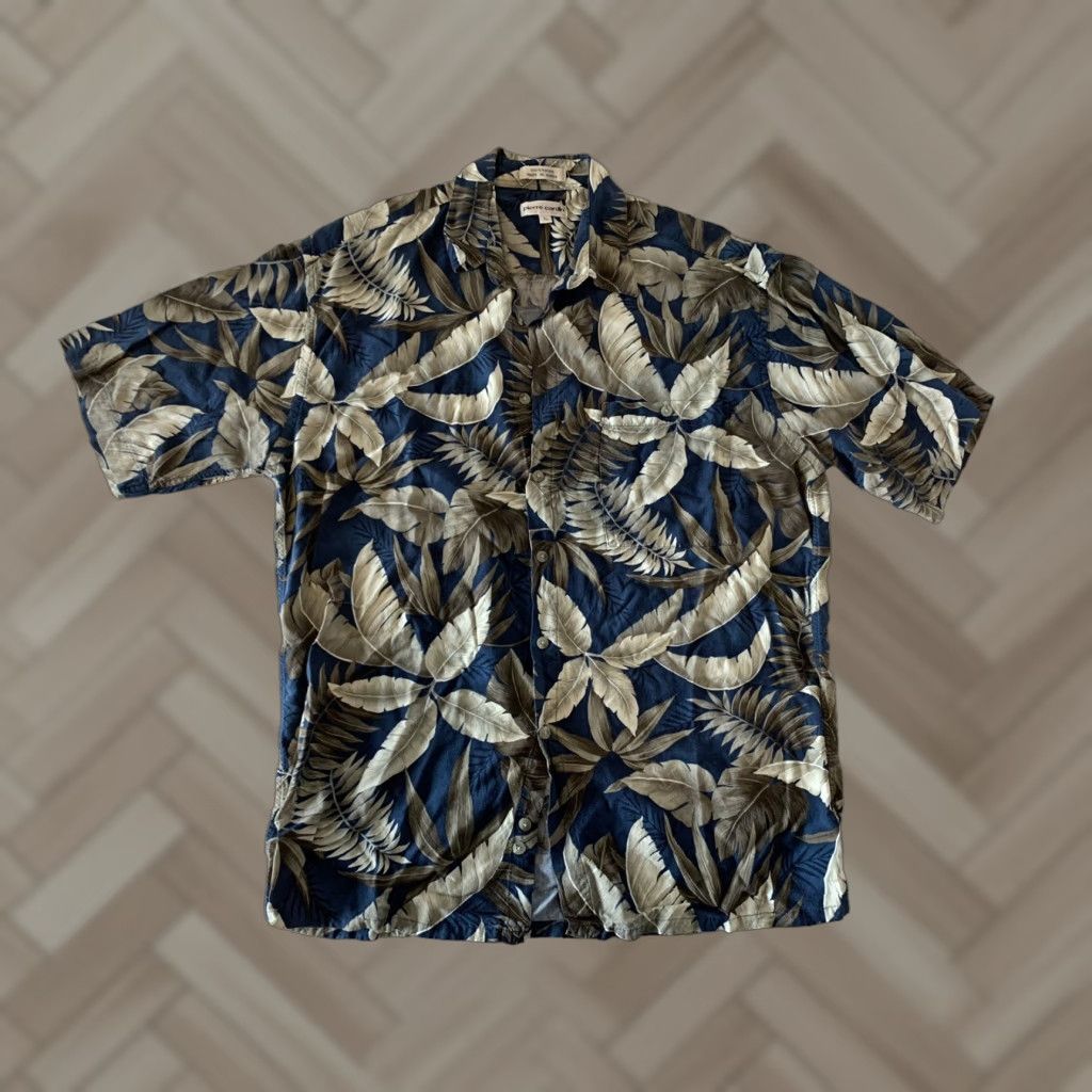 Pierre Cardin Pierre Cardin Short Sleeve Aloha Floral Button Up Shirt Men L Blue Brown Tan Size US L / EU 52-54 / 3 - 1 Thumbnail