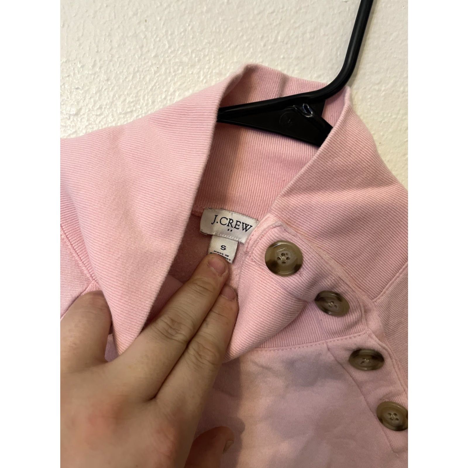 J.Crew J.Crew Sweatshirt Tunic Button-Collar Fleece Pink Size S Women Casual, Cotton Blend, Long Sleeve, Regular, Vintage: No, AP649 Size S / US 4 / IT 40 - 2 Thumbnail