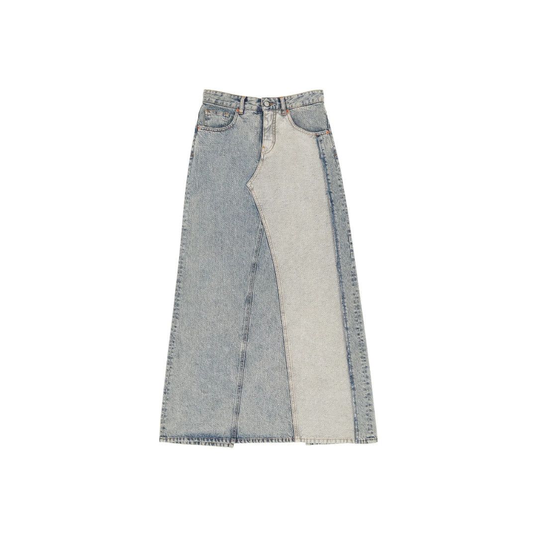 oc11z0925 Slit Denim Maxi Skirt in Light Blue