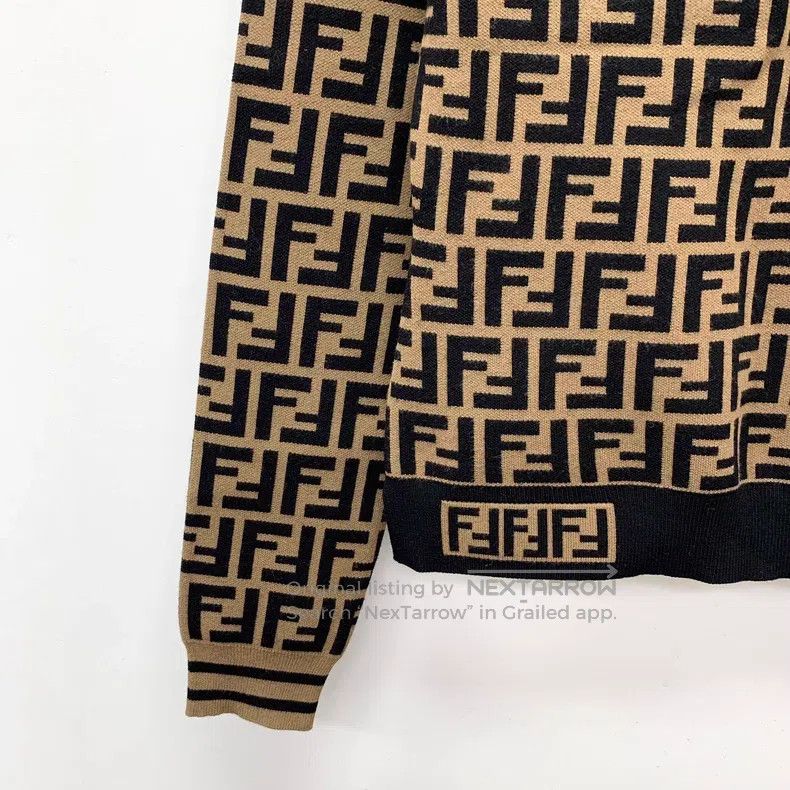 Fendi Fendi Dark Brown Logo Monogram Printed Long Sleeve Knit To Size S / US 4 / IT 40 - 4 Thumbnail