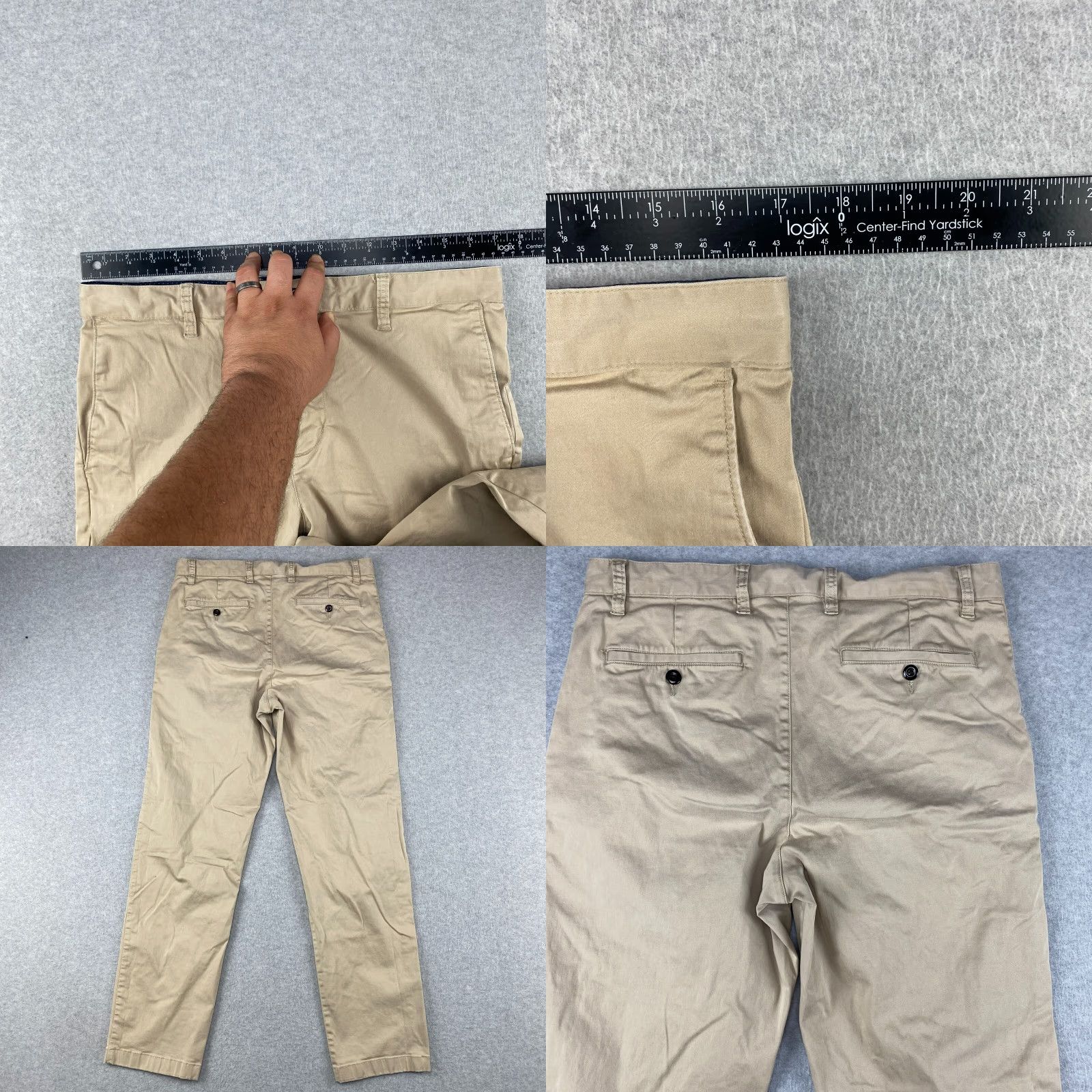 Vintage Savile Row Company London Pants Mens 34 Beige Chino Stretch Pockets Flat Front Regular Fit Slashed Pockets Belt Loops Zip 30 Inseam Size US 34 / EU 50 - 8 Thumbnail