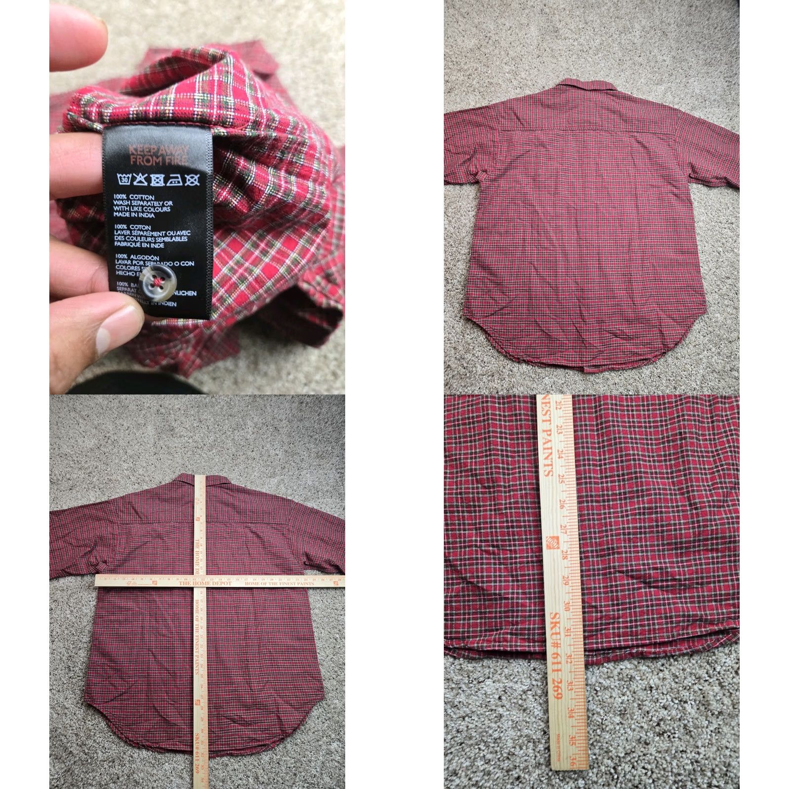 Bdg BDG Shirt Mens Medium Red Heritage Check Oversized Button Up Size US M / EU 48-50 / 2 - 8 Thumbnail