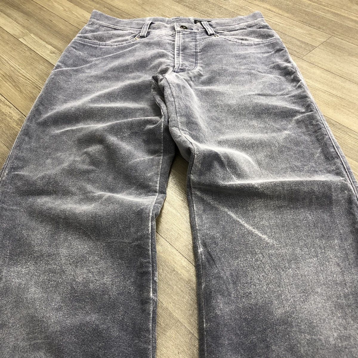 Vintage Jean Paul Gaultier Object Grey Wash Velvet Pants