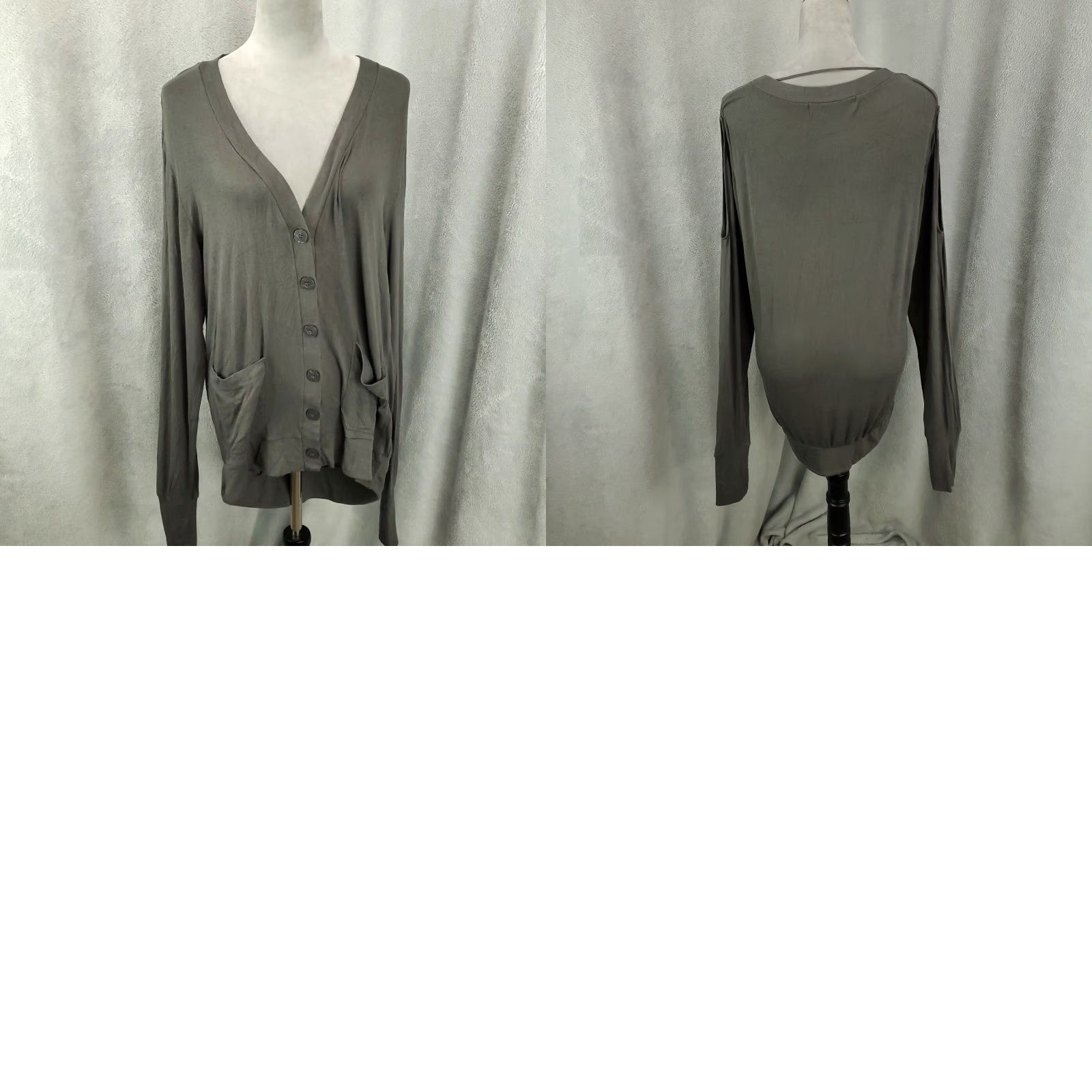 Free People Free People Cardigan Shirt Womens Small Gray Cold Shoulder Button V-Neck Bohemian Beach All Seasons Pockets Casual Womens Size S / US 4 / IT 40 - 8 Thumbnail