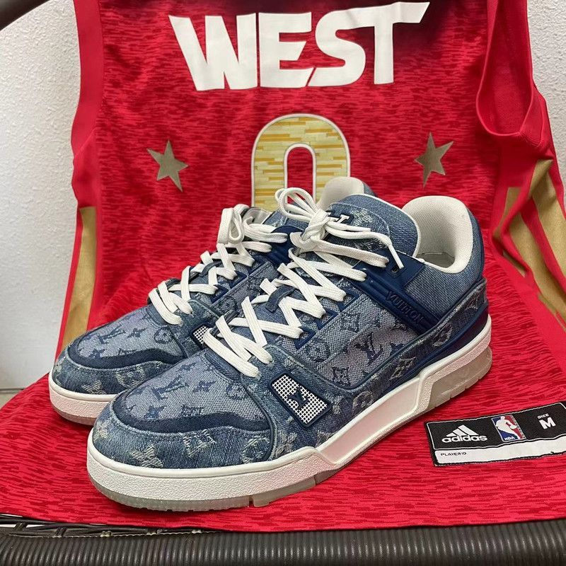 Louis Vuitton Louis Vuitton Blue Denim Low-Top Sneakers - Size US 10 / EU 43 - 1 Thumbnail