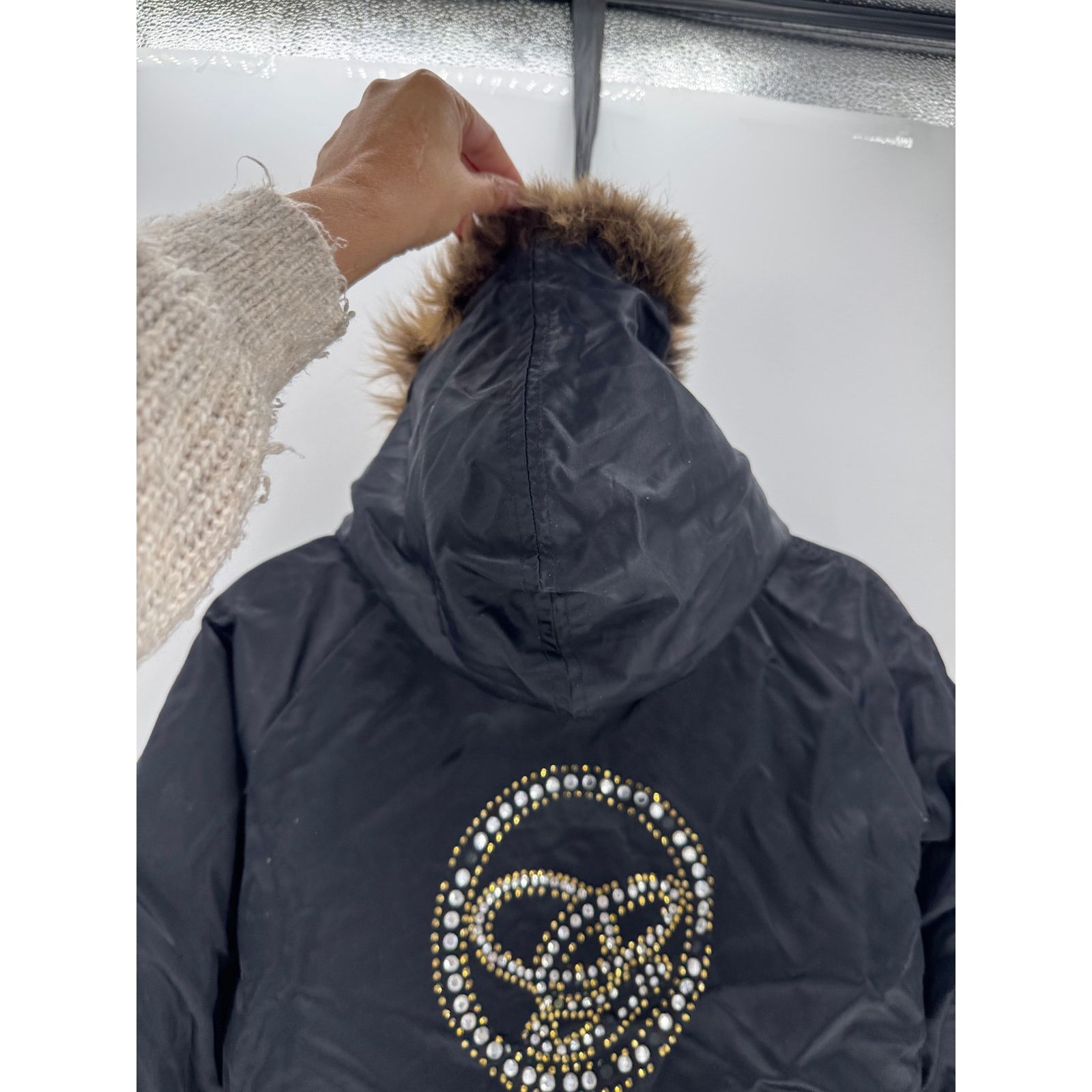 G-Unit G Unit black cropped down jacket rabbit fur size M Y2K bling Size M / US 6-8 / IT 42-44 - 13 Thumbnail