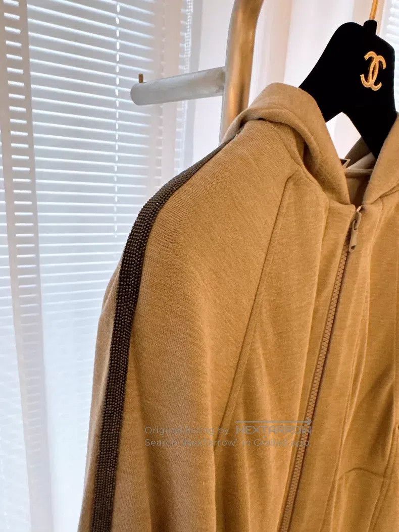 Brunello Cucinelli Brunello Cucinelli Khaki Hooded Sweatshirt Size XXS / US 00 / IT 34 - 3 Thumbnail