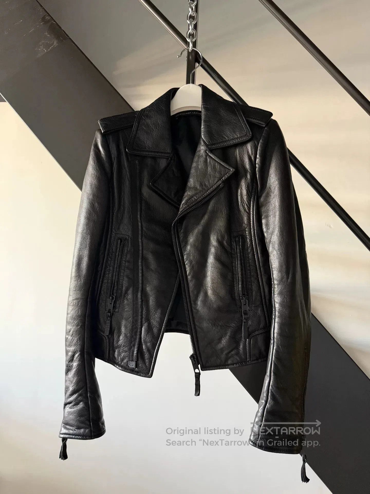 Balenciaga Black Lambskin-Leather Moto Jacket. Size US XXS / EU 40 - 3 Thumbnail