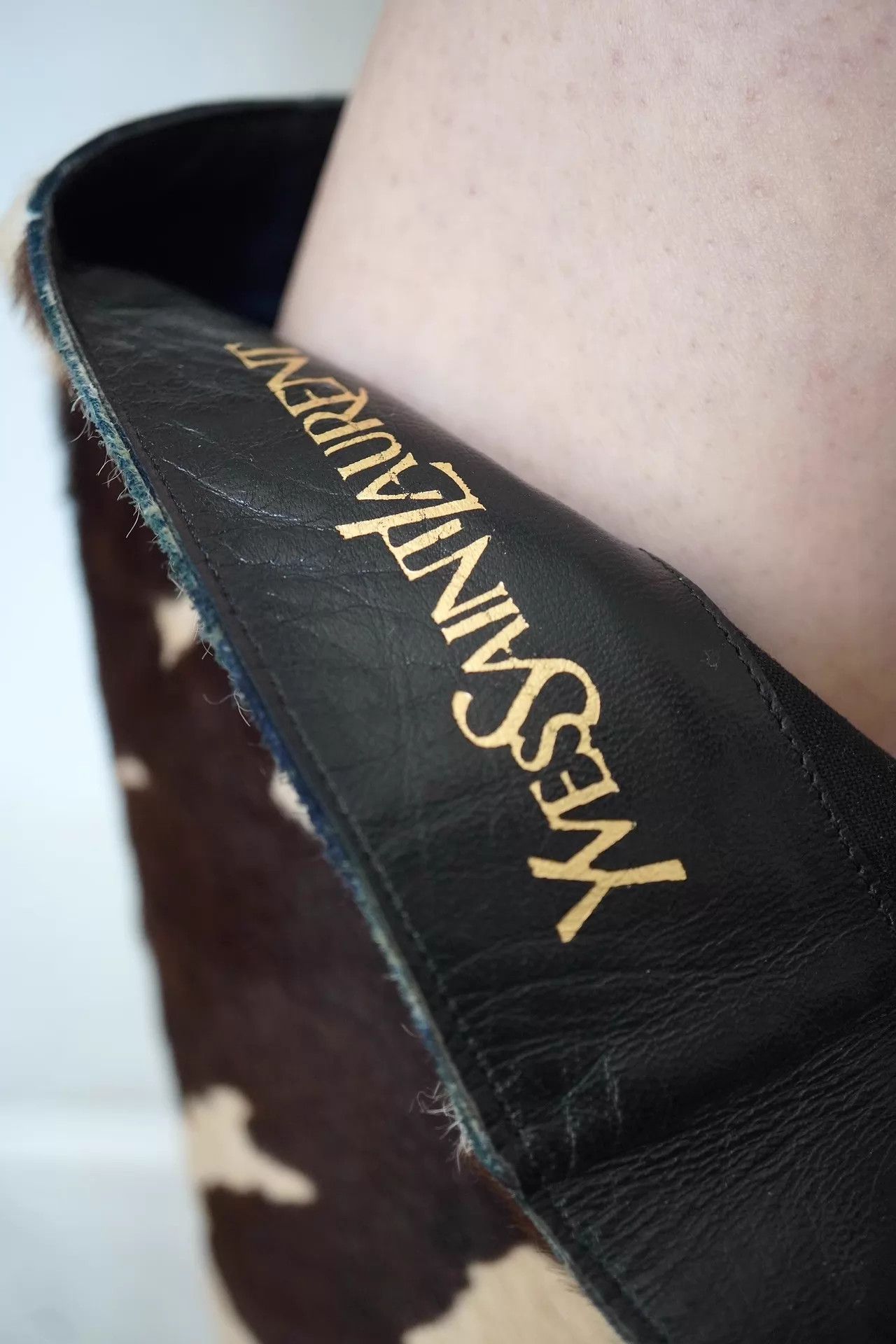 Yves Saint Laurent YSL 1990s Cow Print Fur High Heel Boots Size US 6.5 / IT 36.5 - 9 Thumbnail