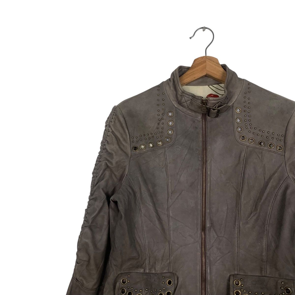 Japanese Brand Stylish Fashion Women’s Leather Jacket #1800-C16 Size S / US 4 / IT 40 - 3 Thumbnail