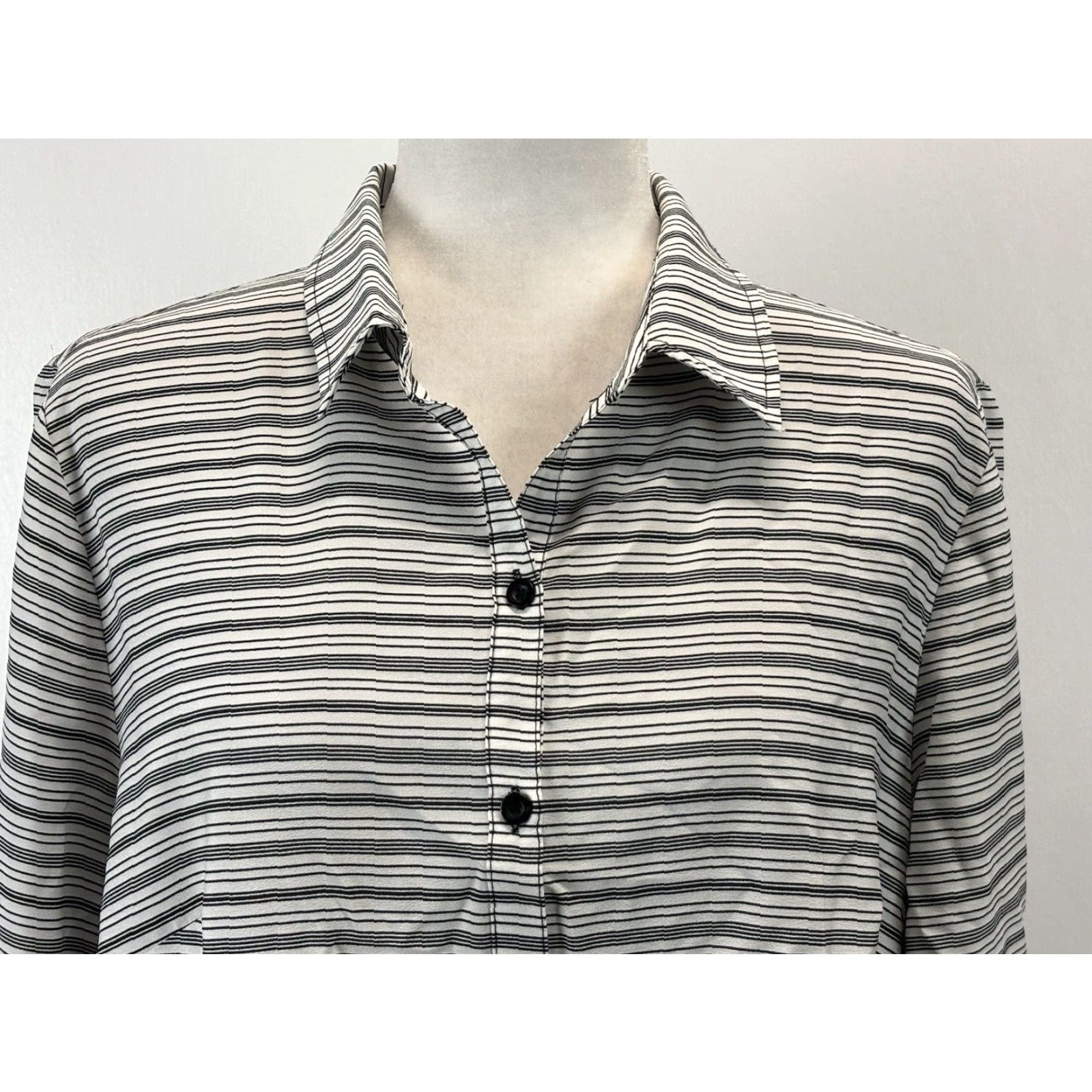 Vintage Chicos Striped Block Devin Shirt Sz 2 US Large Black White Popover Lightweight Size L / US 10 / IT 46 - 5 Thumbnail