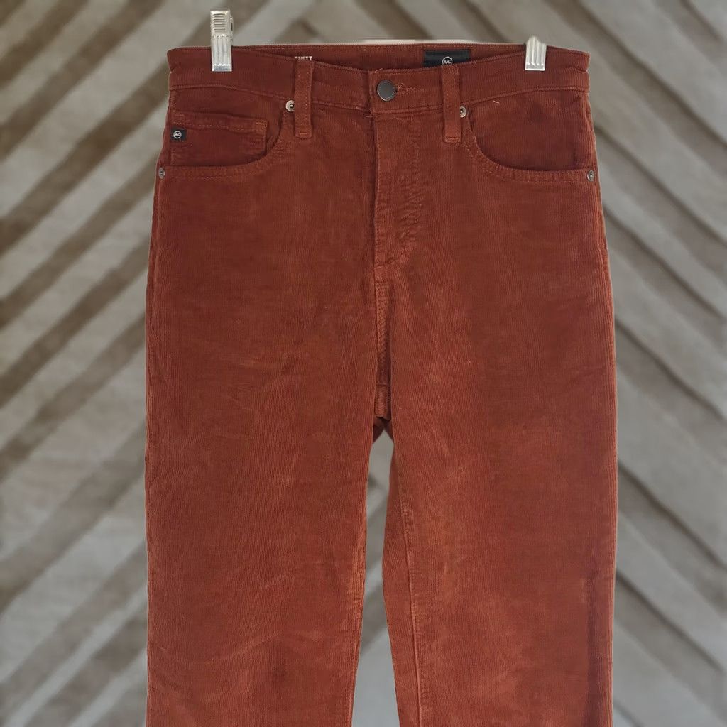 Vintage AG Adriano Goldschmied Rhett High Waisted Straight Corduroy Pants Rust Brown Size 42" / US 20 - 1 Thumbnail