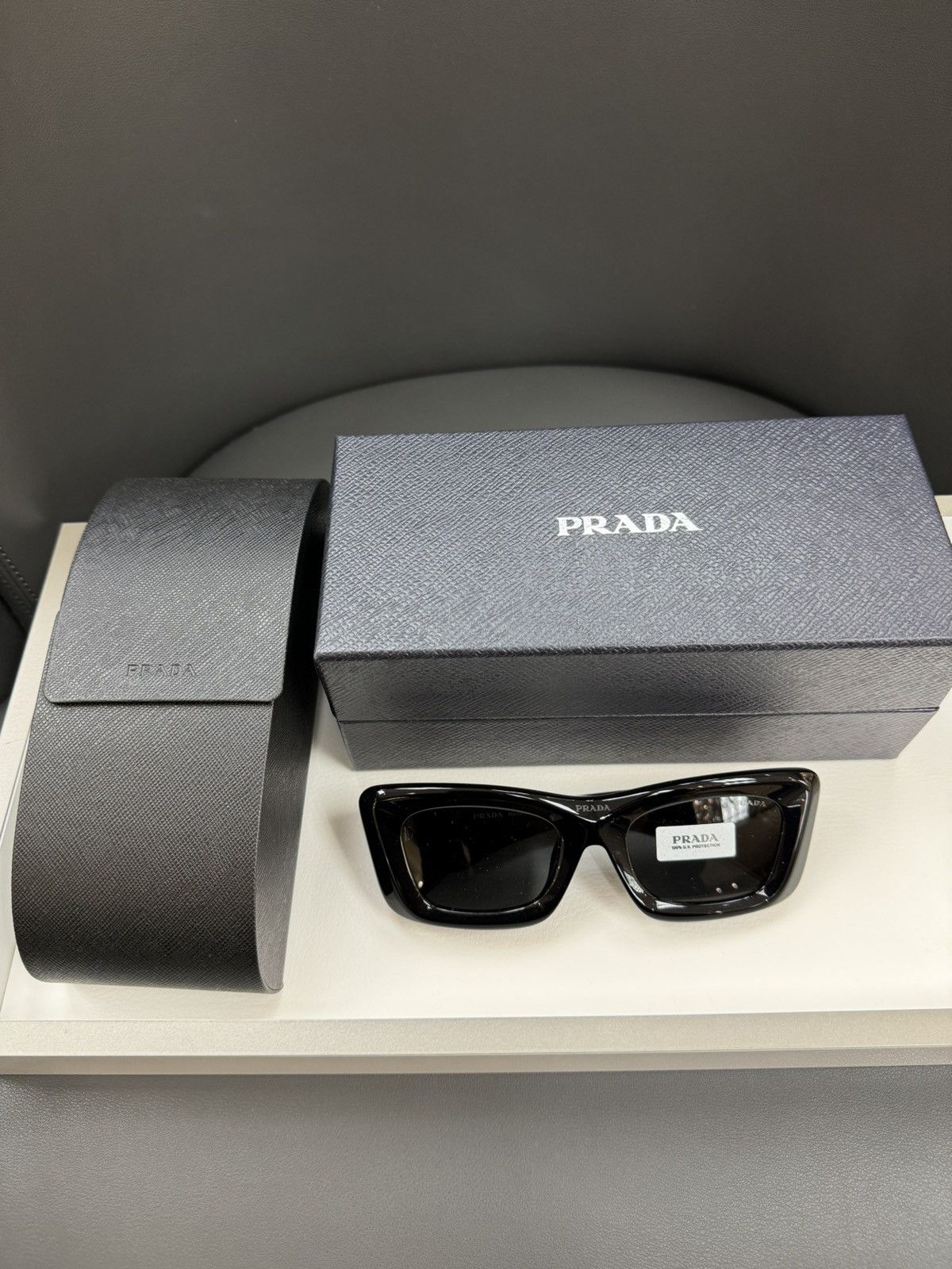 Prada × Vintage NEW Prada Sunglasses Rectangular Pete Davidson Kardashian Size ONE SIZE - 3 Thumbnail