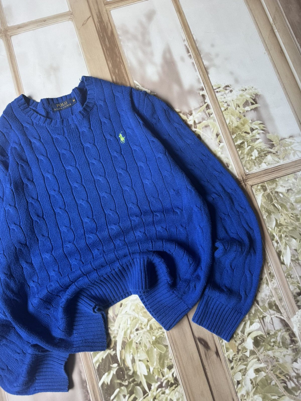 Polo Ralph Lauren Polo Ralph Lauren Cable Knit Sweater – Royal Blue Y2K Size US M / EU 48-50 / 2 - 3 Thumbnail