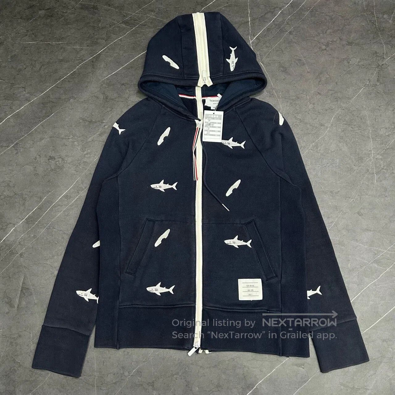 Thom Browne Thom Browne Shark Zip Hoodie Navy Blue. Size US XL / EU 56 / 4 - 1 Thumbnail