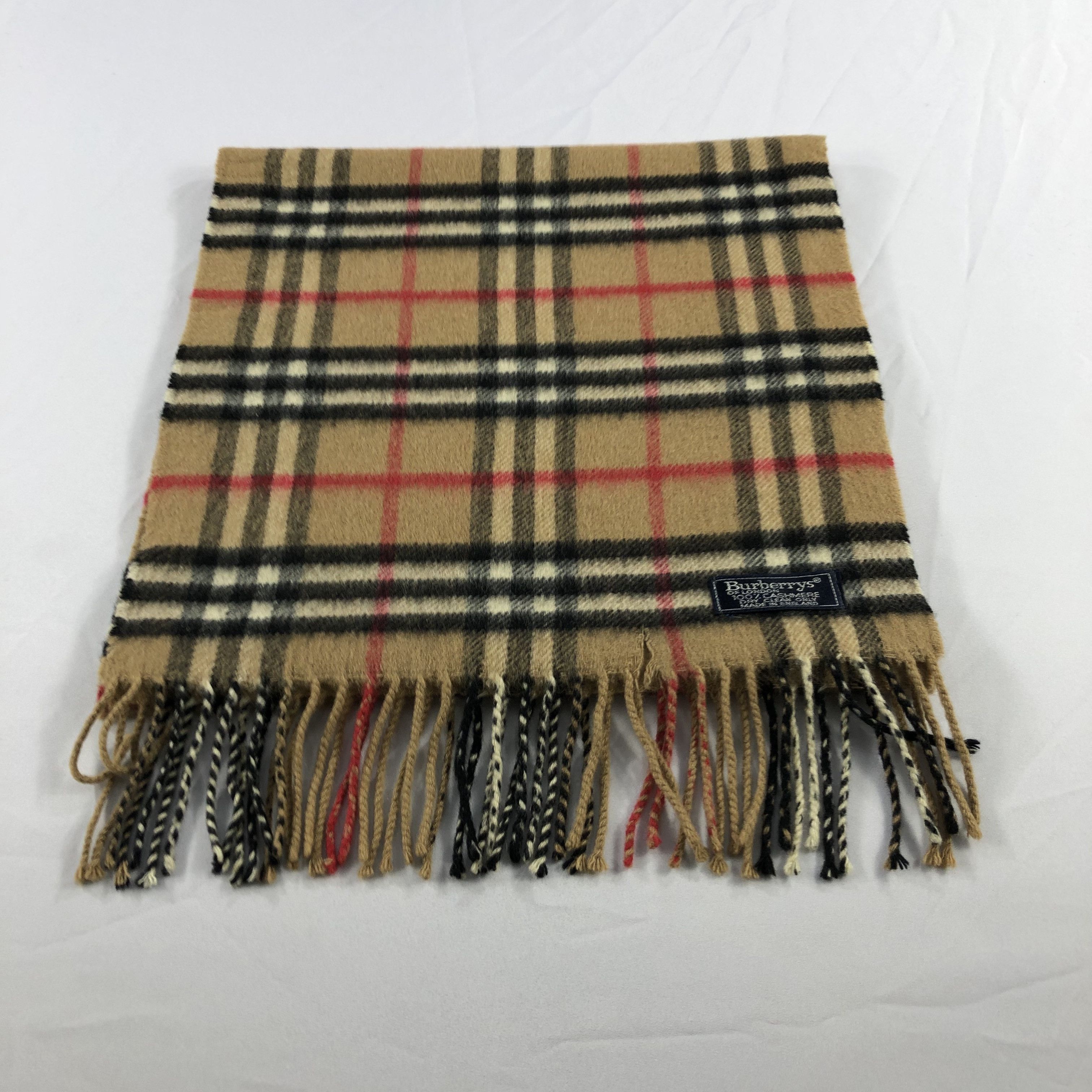 Burberry Burberrys Nova Check Tan Cashmere Scarf Muffler V914 Size ONE SIZE - 2 Thumbnail
