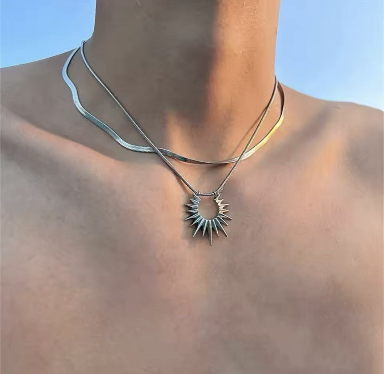 Jewelry × Vintage Double titanium steel sun pendant men's necklace Size ONE SIZE - 1 Thumbnail