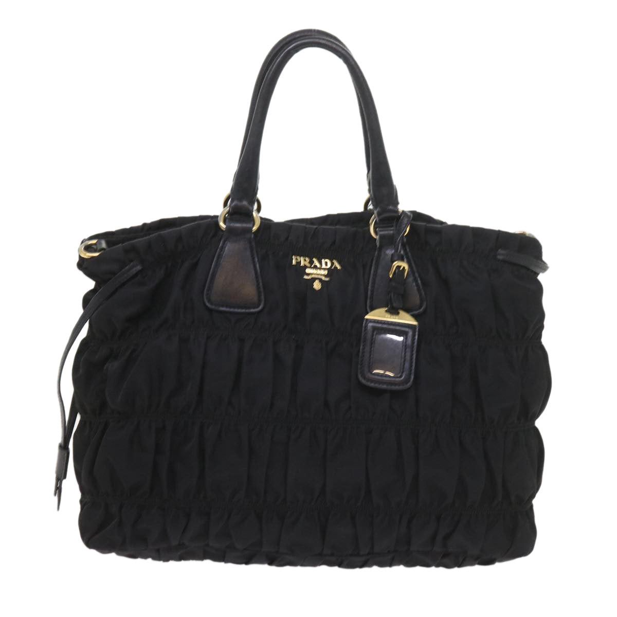 image of Prada Gathered Handbag in Black, Women's