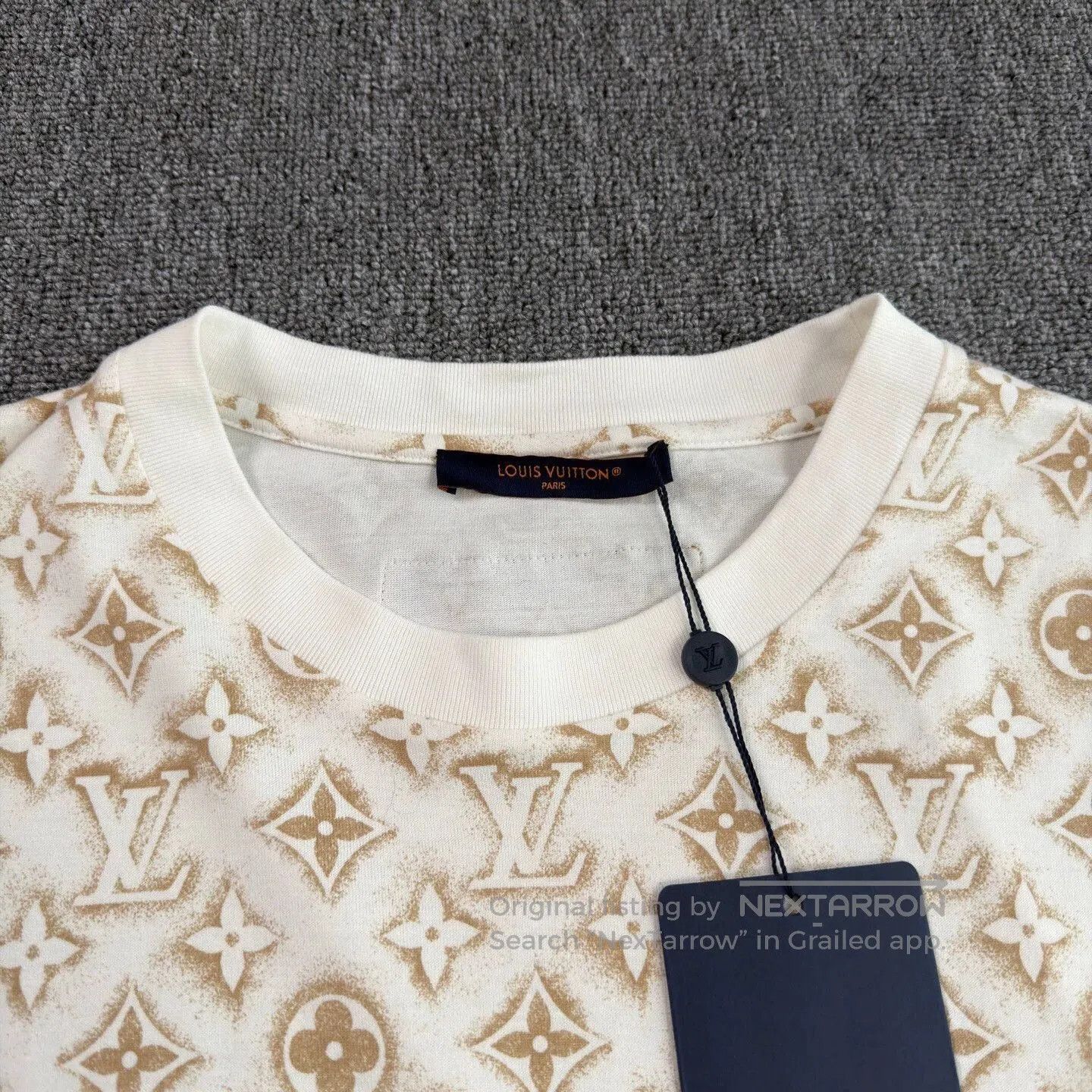Louis Vuitton Beige Patterned Short Sleeve Shirt - XL. Size US XL / EU 56 / 4 - 3 Thumbnail