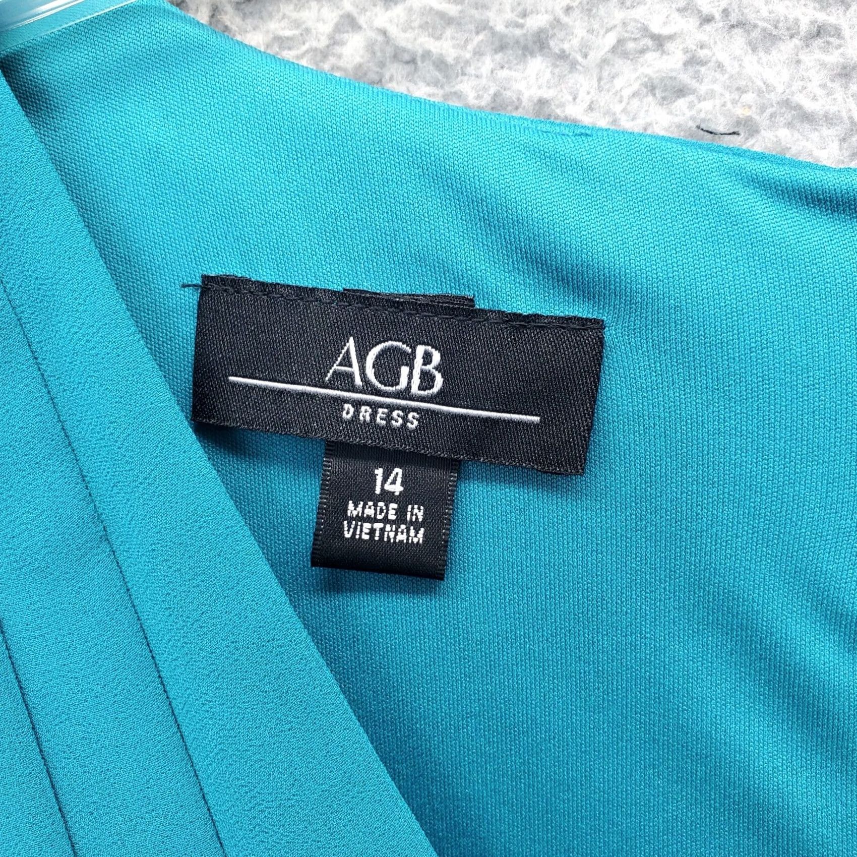 Vintage AGB Womens Size 14 Green Black Belted Sheath Dress V Neck Zip Back Sleeveless (Narrow Wrap) - Casual 39" Length Size XL / US 12-14 / IT 48-50 - 4 Thumbnail