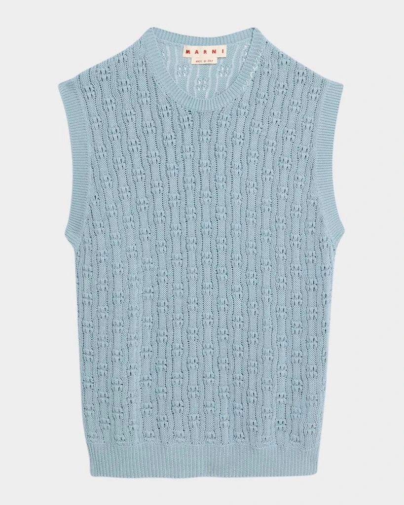 Marni o1w1db10526 Men's Cotton Openwork Crochet Knit Vest in Blue Size US S / EU 44-46 / 1 - 1 Thumbnail