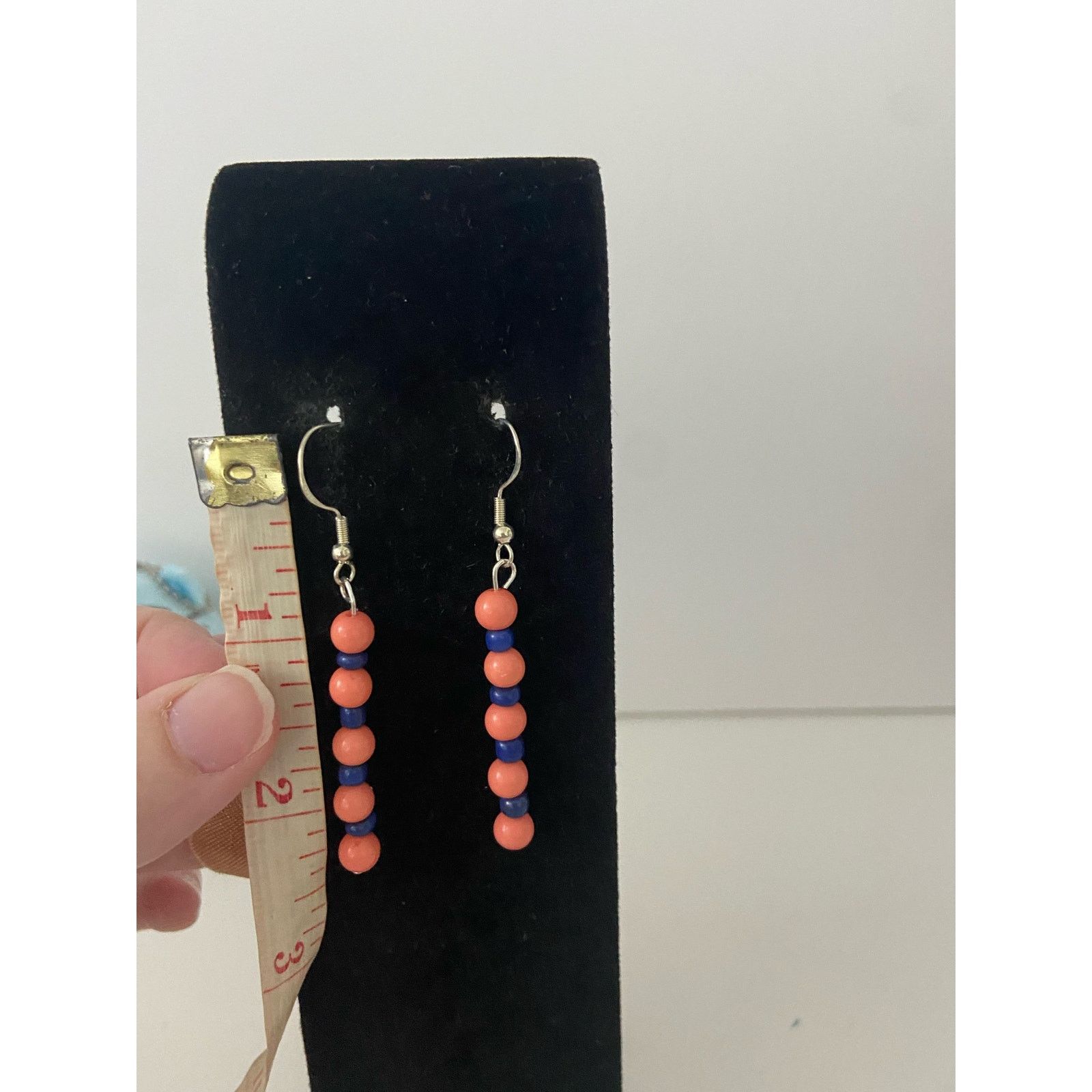 Handmade handmade pink and blue bead earrings Size ONE SIZE - 2 Thumbnail