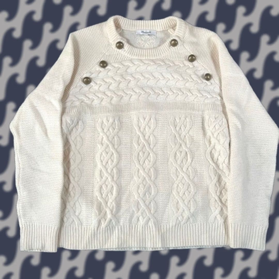 Madewell Madewell Cream Cable Knit Button Shoulder Sweater Womens S Size S / US 4 / IT 40 - 1 Thumbnail