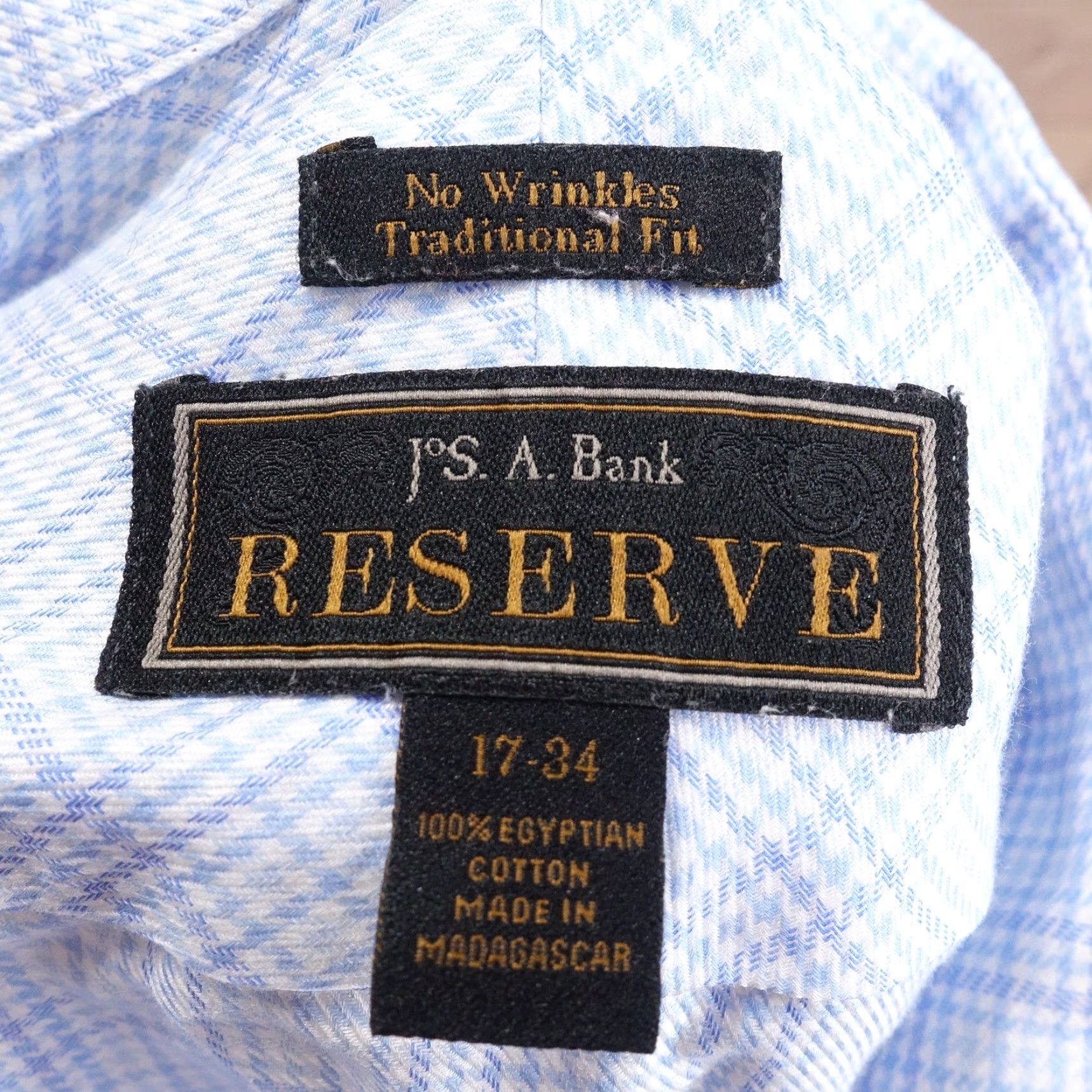 Jos. A. Bank VINTAGE Jos A. Bank Men's Dress Shirt 17-34 Large Blue Plaid Non-Iron Egyptian Cotton Business Size US XL / EU 56 / 4 - 6 Thumbnail