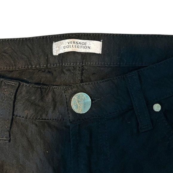 Other Versace Collection Black Jacquard Skinny Medusa Pants Size 27" / US 4 / IT 40 - 6 Thumbnail