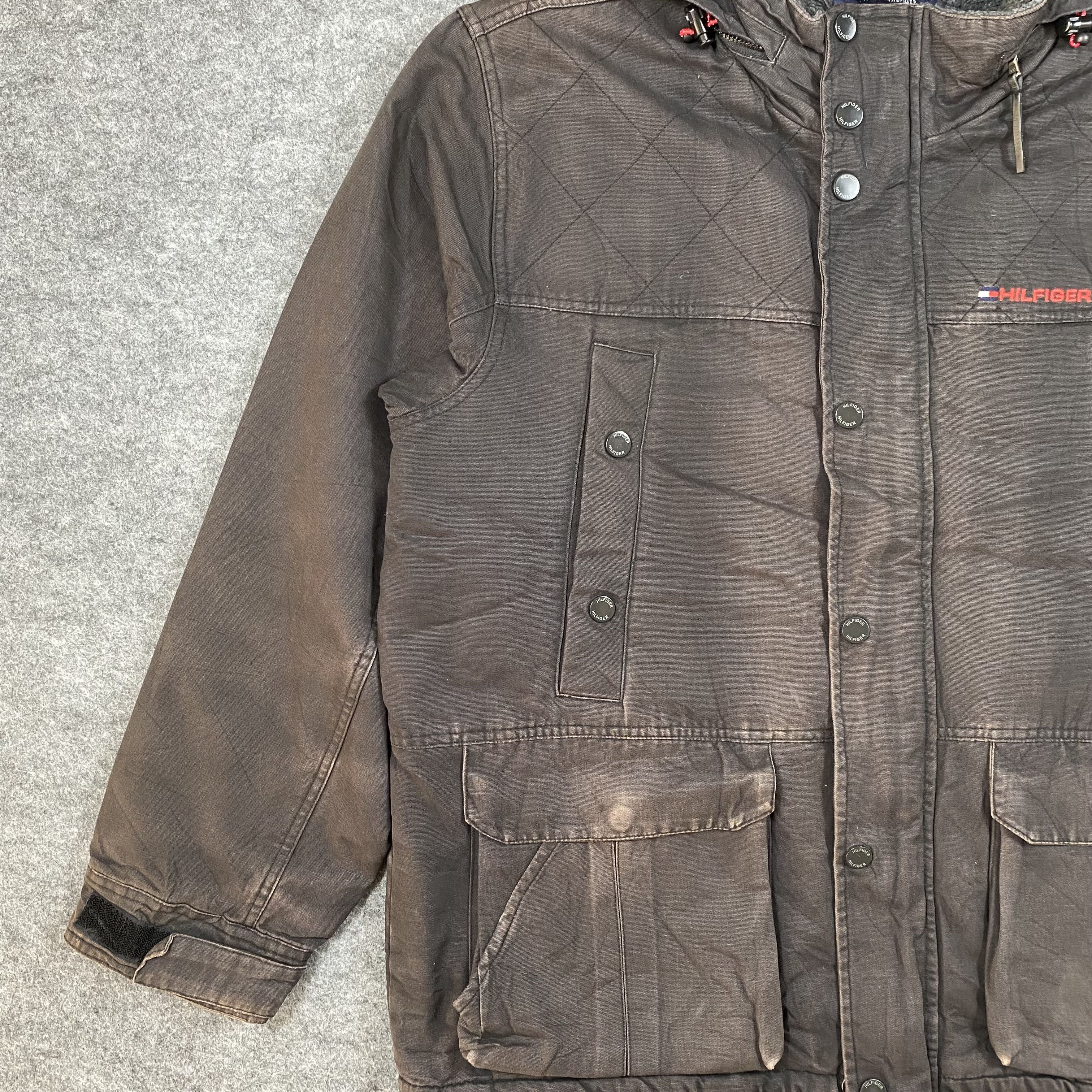 Tommy Hilfiger VTG Tommy Hilfiger Waxed Utility Hooded Field Jacket-J662 Size US XL / EU 56 / 4 - 4 Thumbnail