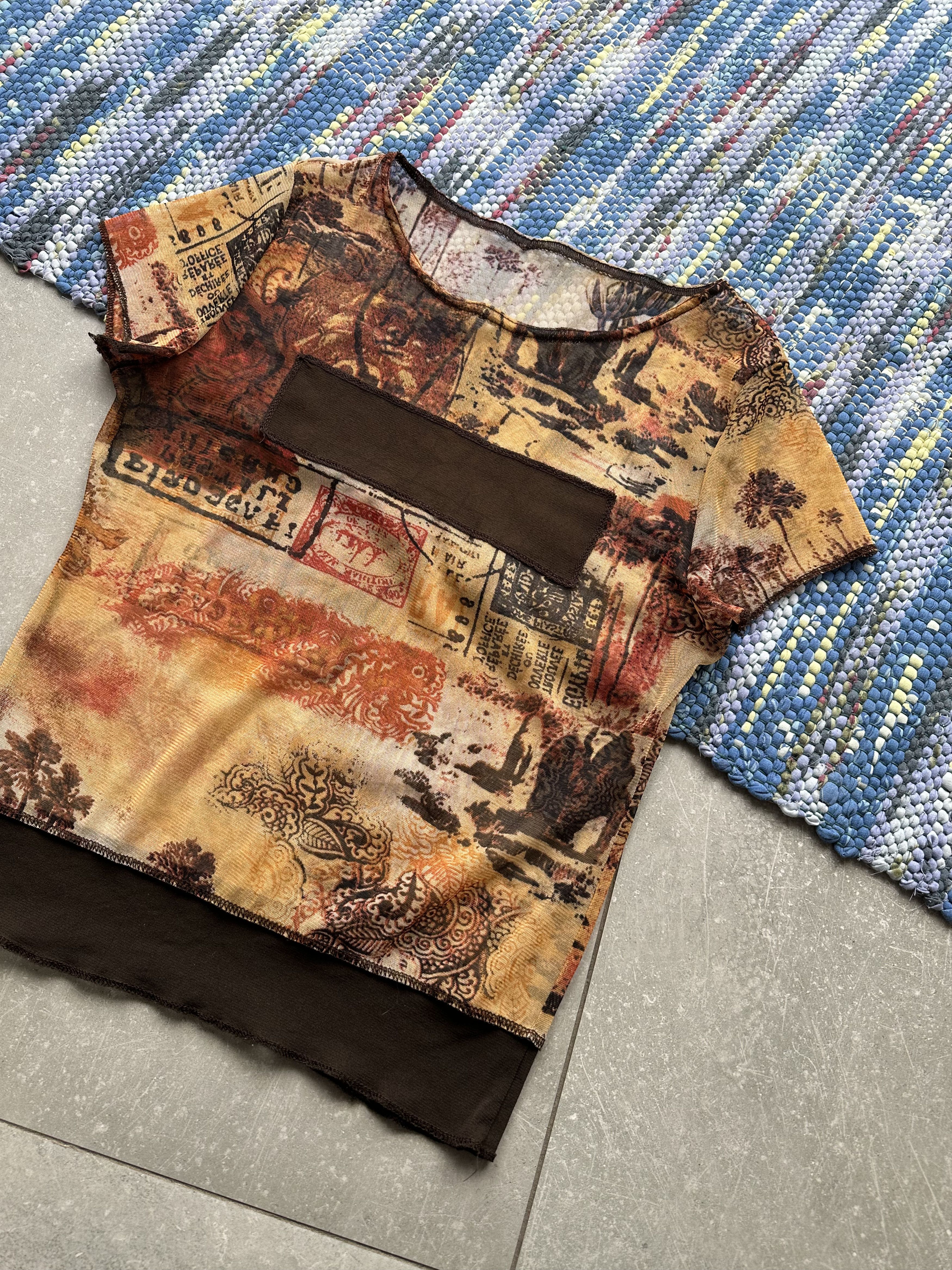 image of Avant Garde x Vintage Printed Mesh T-Shirt, Women's (Size Medium)