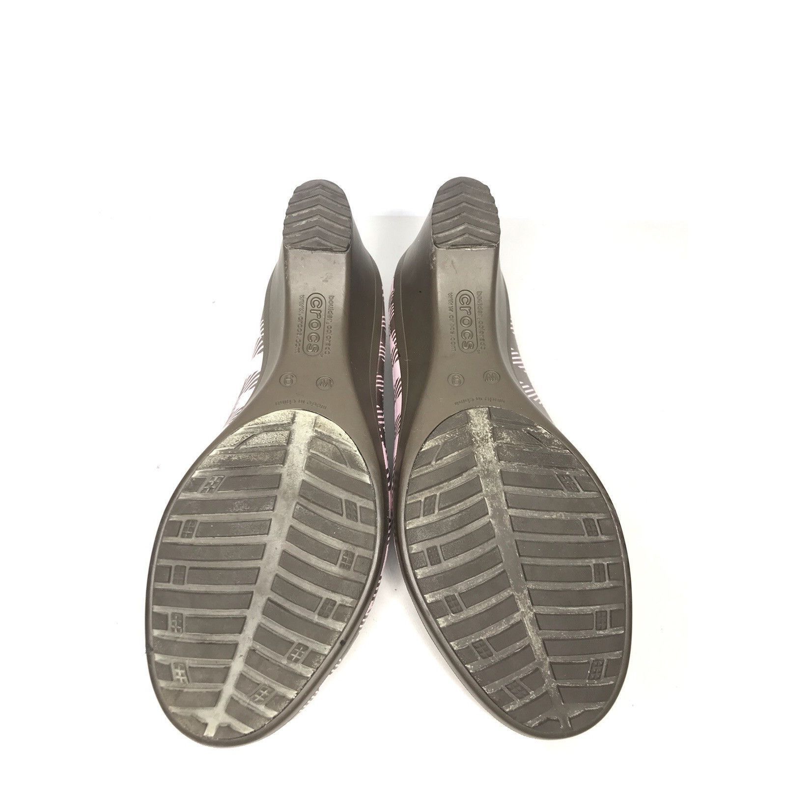 Crocs Crocs Pink Brown Plaid Rubber SlipOn Pump Casual Wedge Shoes Size US 9 / IT 39 - 22 Thumbnail