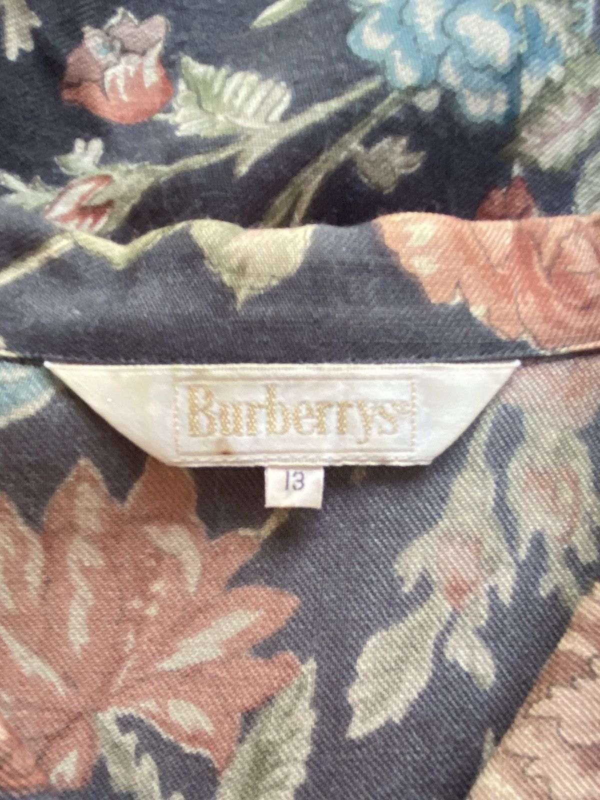 Burberry Burberrys Vintage Floral Button-Up Blouse in Charcoal Size XL / US 12-14 / IT 48-50 - 5 Thumbnail