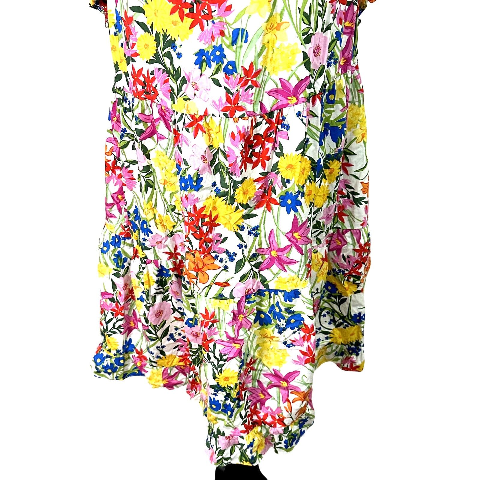 Other Maggy London Mini Dress Floral Ruffle Sleeves Multicolor 16 Size XXL / US 16-18 / IT 52-54 - 4 Thumbnail