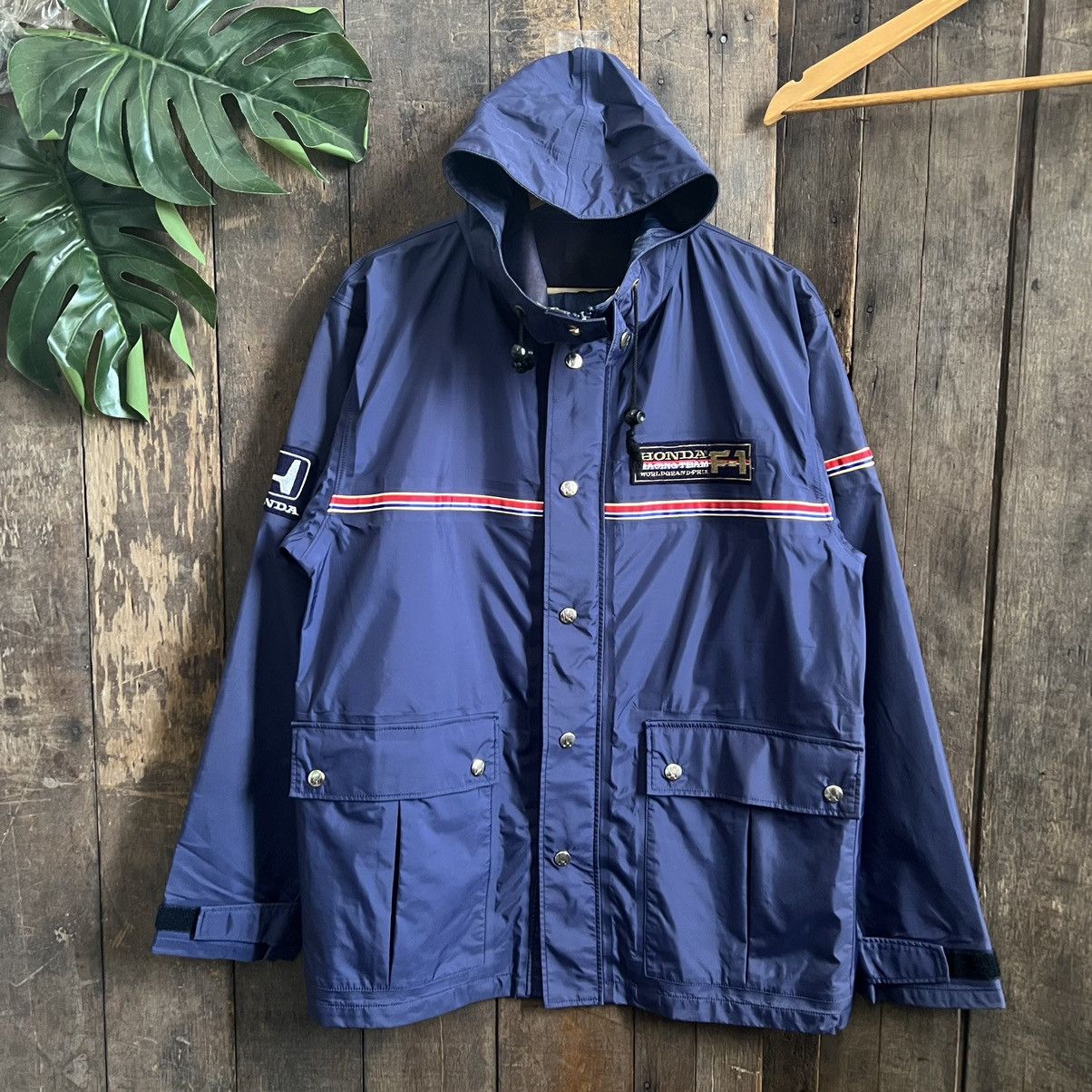 image of Vintage Honda F1 Racing Team Gorpcore Windbreaker Jacket in Navy, Men's (Size Medium)