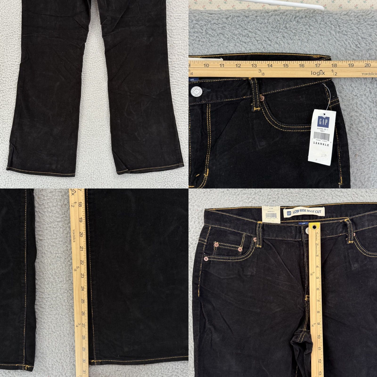 Gap VINTAGE Gap Pants Women 12 Black Corduroy Low Rise Bootcut 36x30 Stretch NWT Size 34" / US 12 / IT 48 - 8 Thumbnail