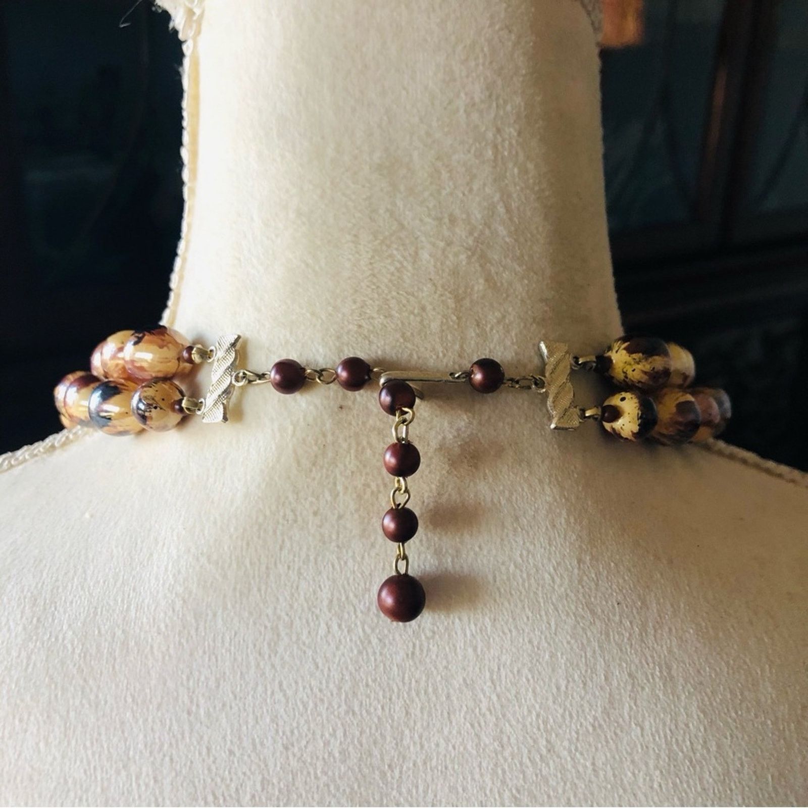 Vintage Vintage double strand layered marbled lucite beaded necklace Size ONE SIZE - 7 Thumbnail