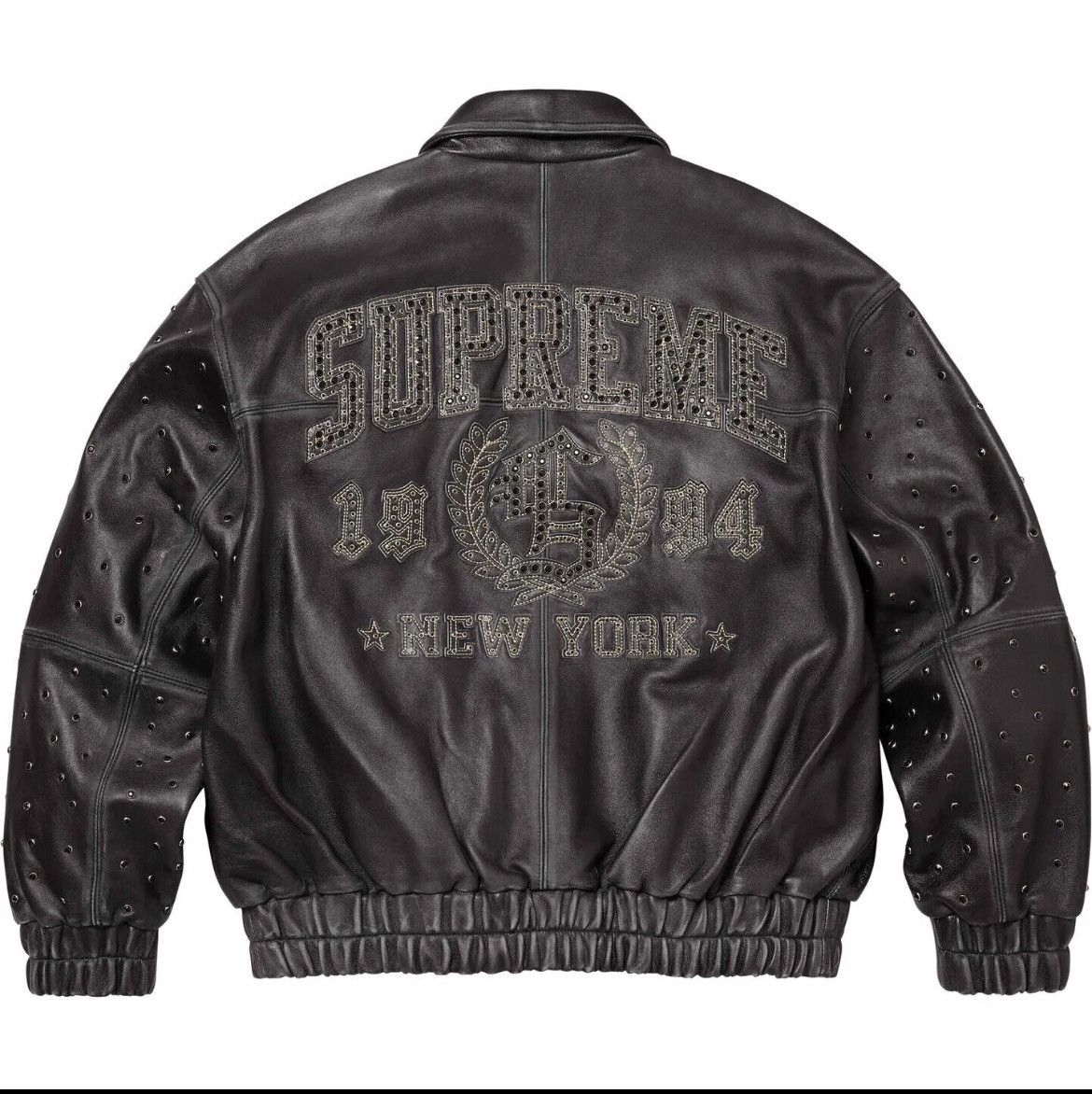 supreme Quilted Studded Leather Jacket 黒 Supreme-Studded-Quilted-
