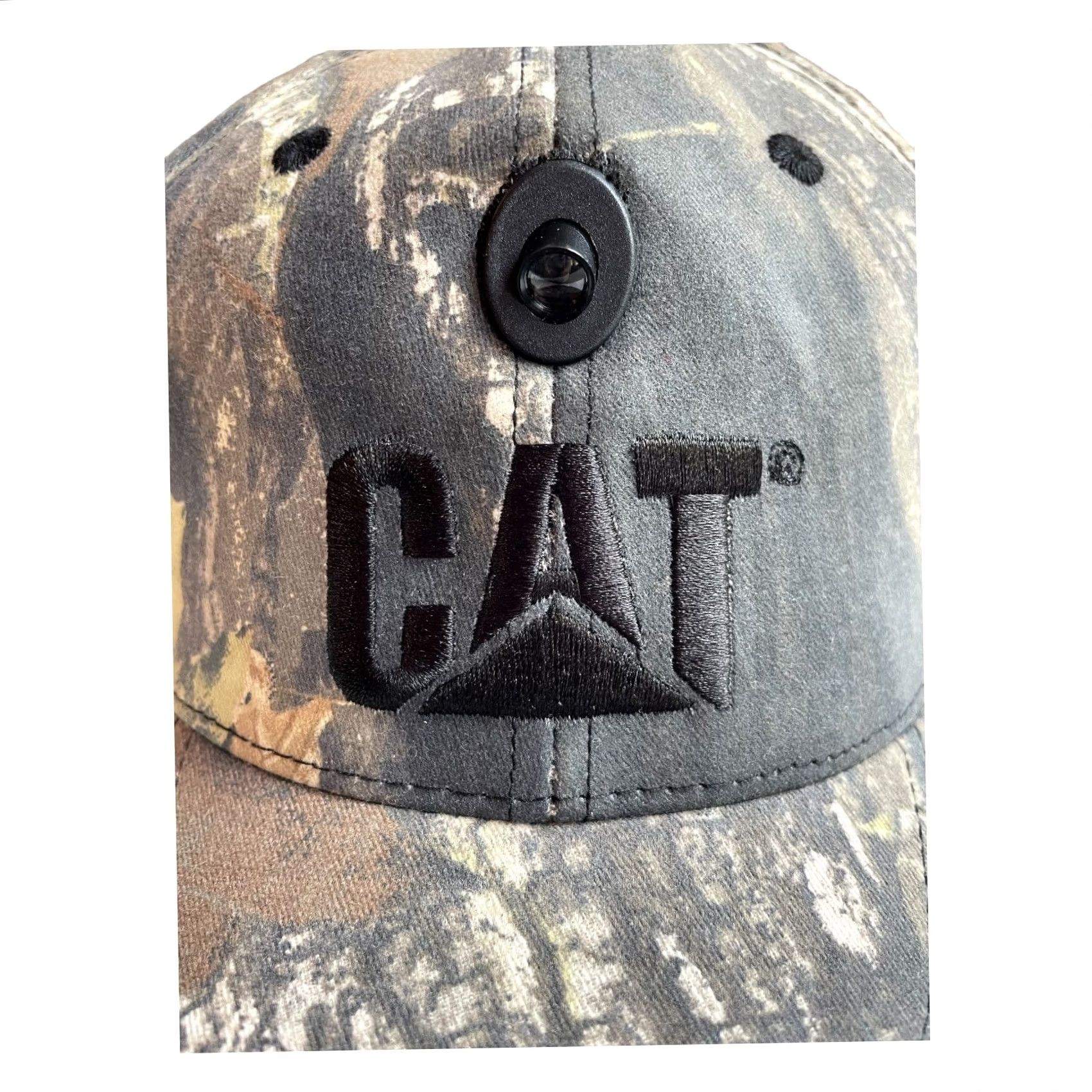Vintage VINTAGE Catapillar Rare Baseball Hat Cap W/Built In Flashlight Green Camouflaged Men's Size ONE SIZE - 3 Thumbnail