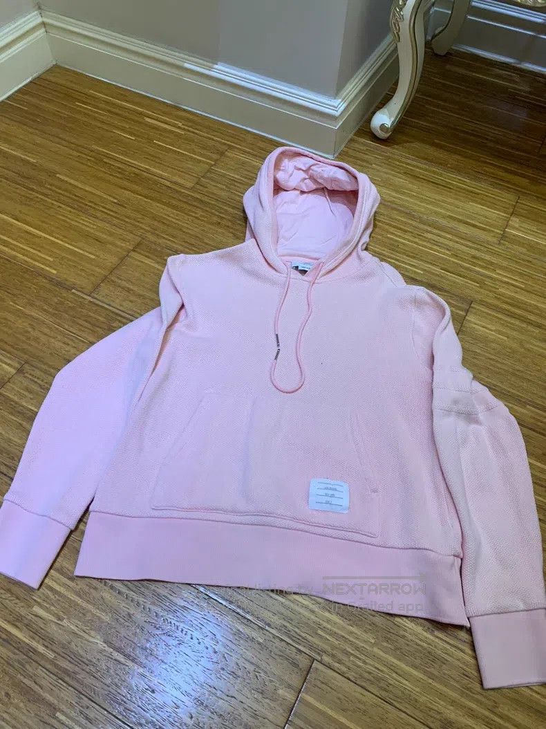 Thom Browne Thom Browne Cherry pink four-striped knitted hooded sweats Size US M / EU 48-50 / 2 - 1 Thumbnail