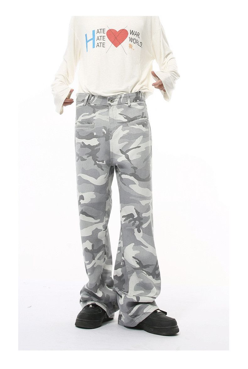 Japanese Brand × Jean High street washed camouflage straight cargo jeans y2k Size US 32 / EU 48 - 2 Thumbnail