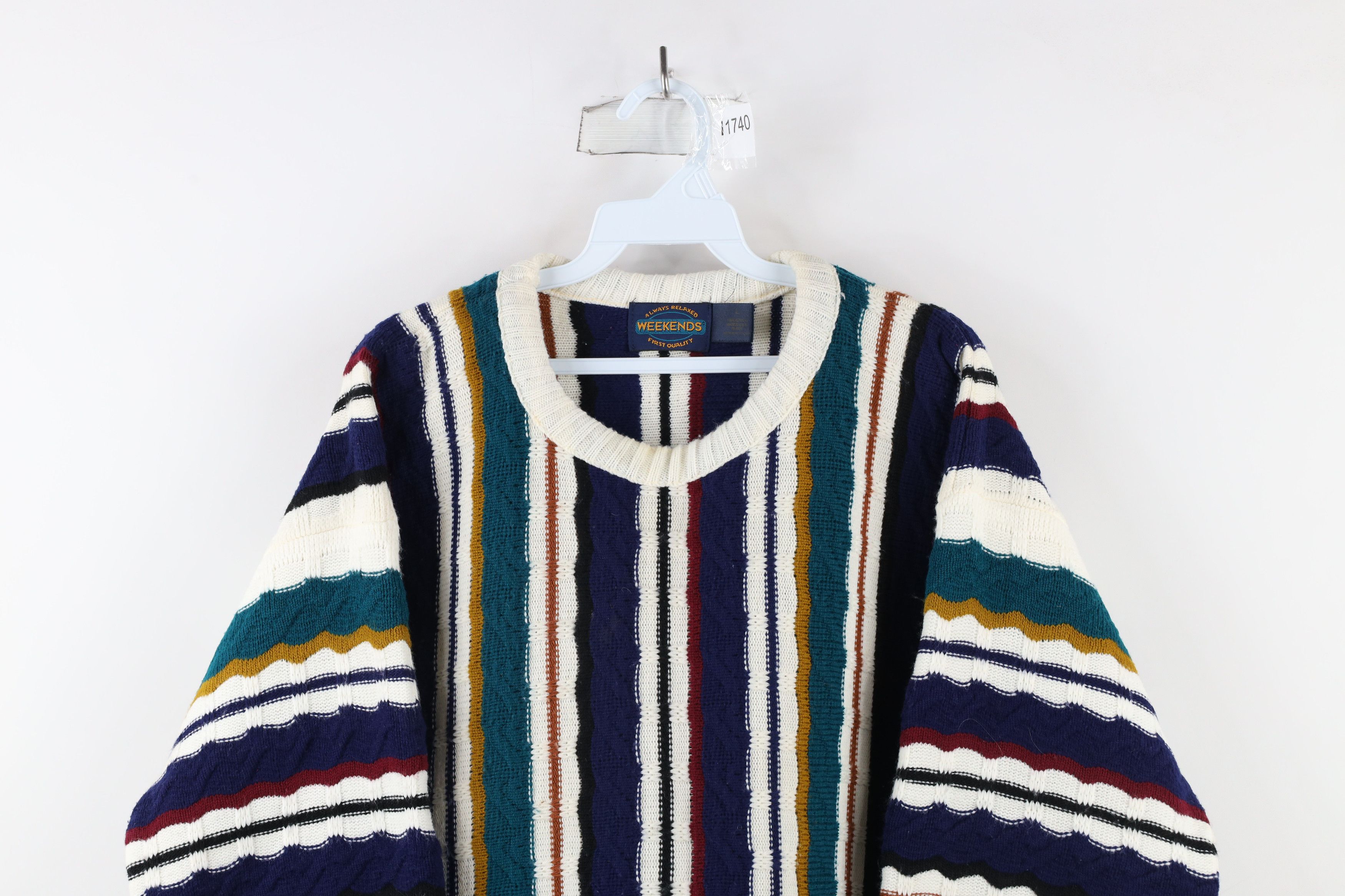 Vintage Vintage 90s Coogi Style Rainbow Striped Knit Sweater USA Size US L / EU 52-54 / 3 - 2 Thumbnail