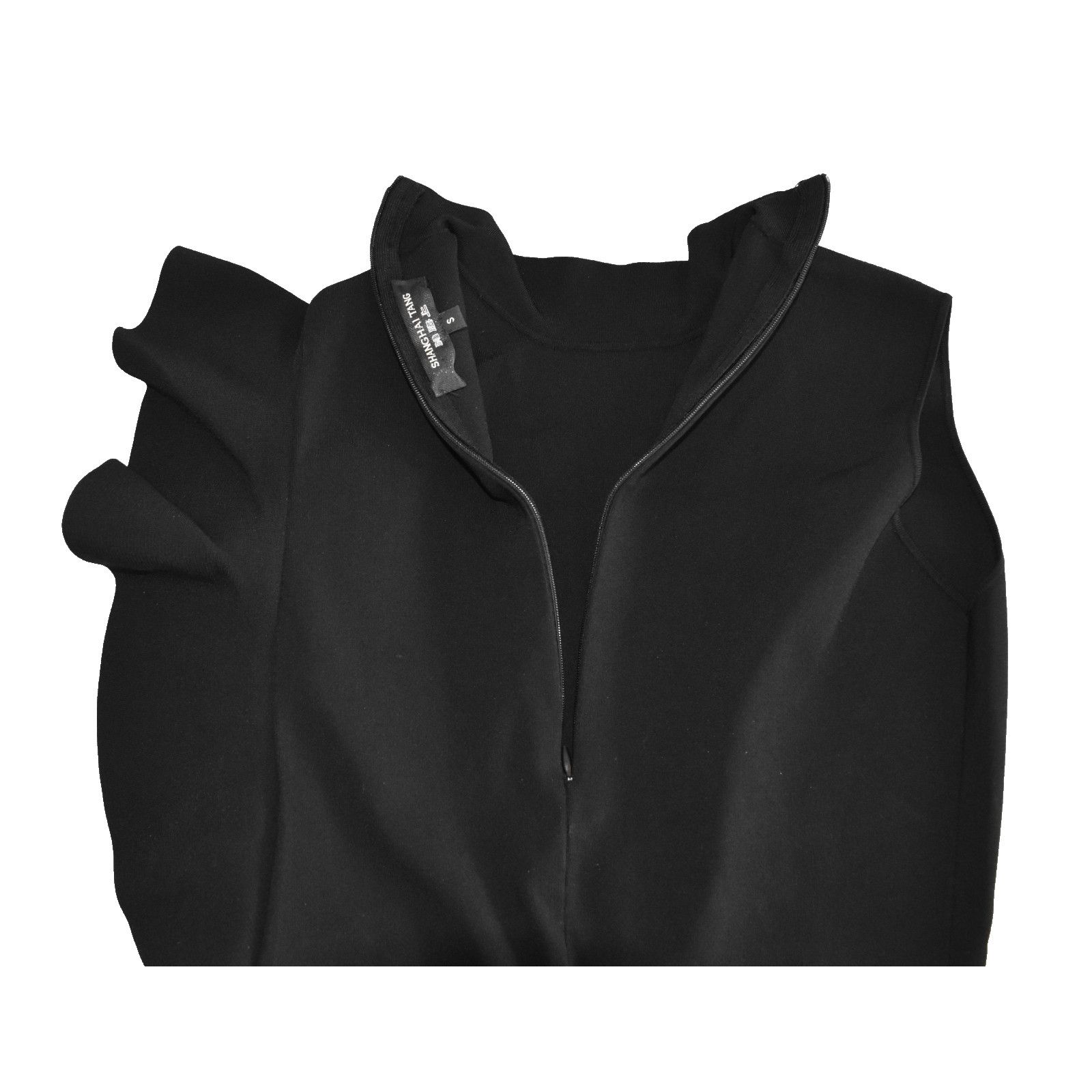 Shanghai Tang SHANGHAI TANG Black Pink Ruffle Sleeveless Sheath Dress Sz S Size S / US 4 / IT 40 - 6 Thumbnail