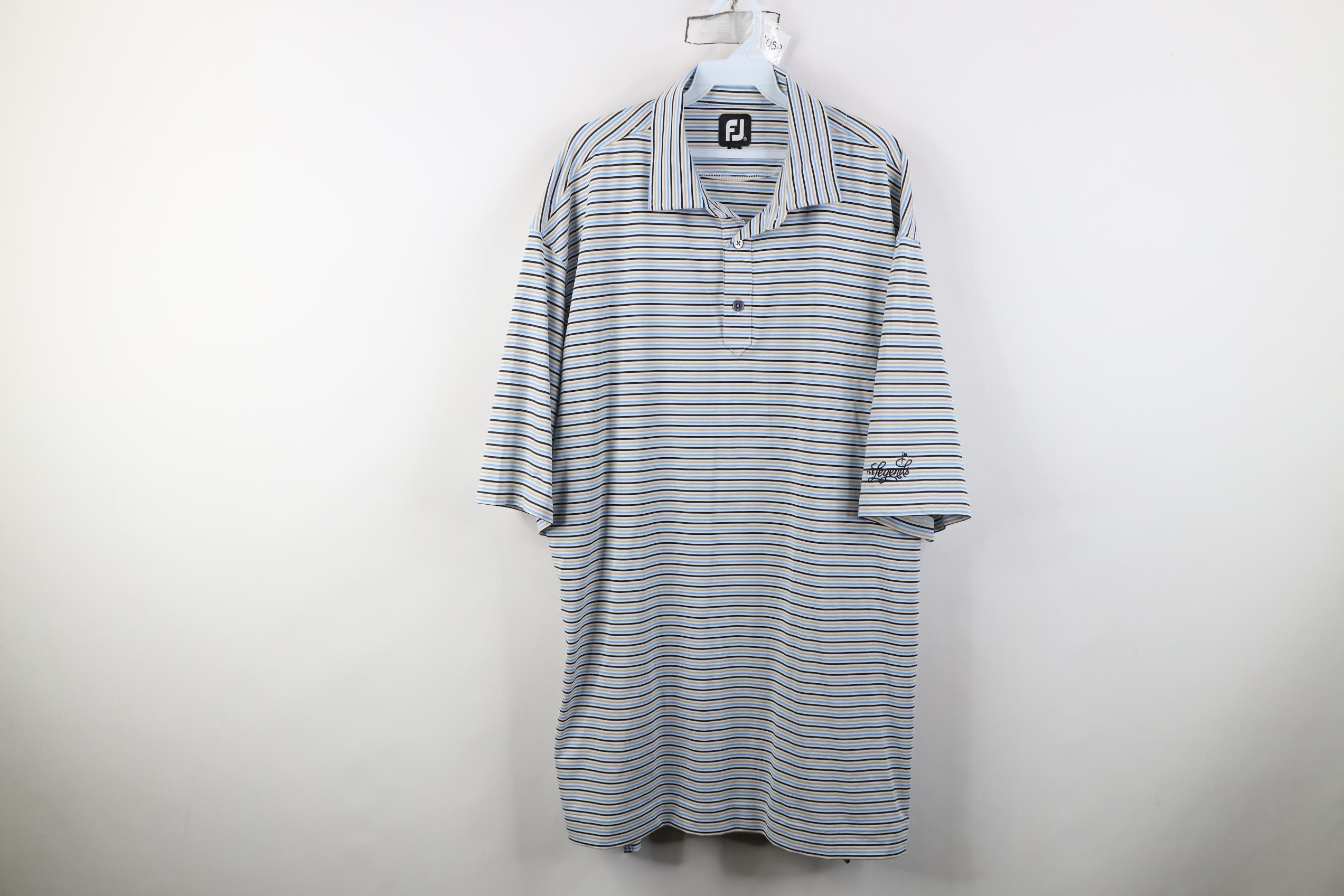 Footjoy FootJoy Embroidered Logo Striped Stretch Golf Polo Shirt Size US XXL / EU 58 / 5 - 1 Thumbnail