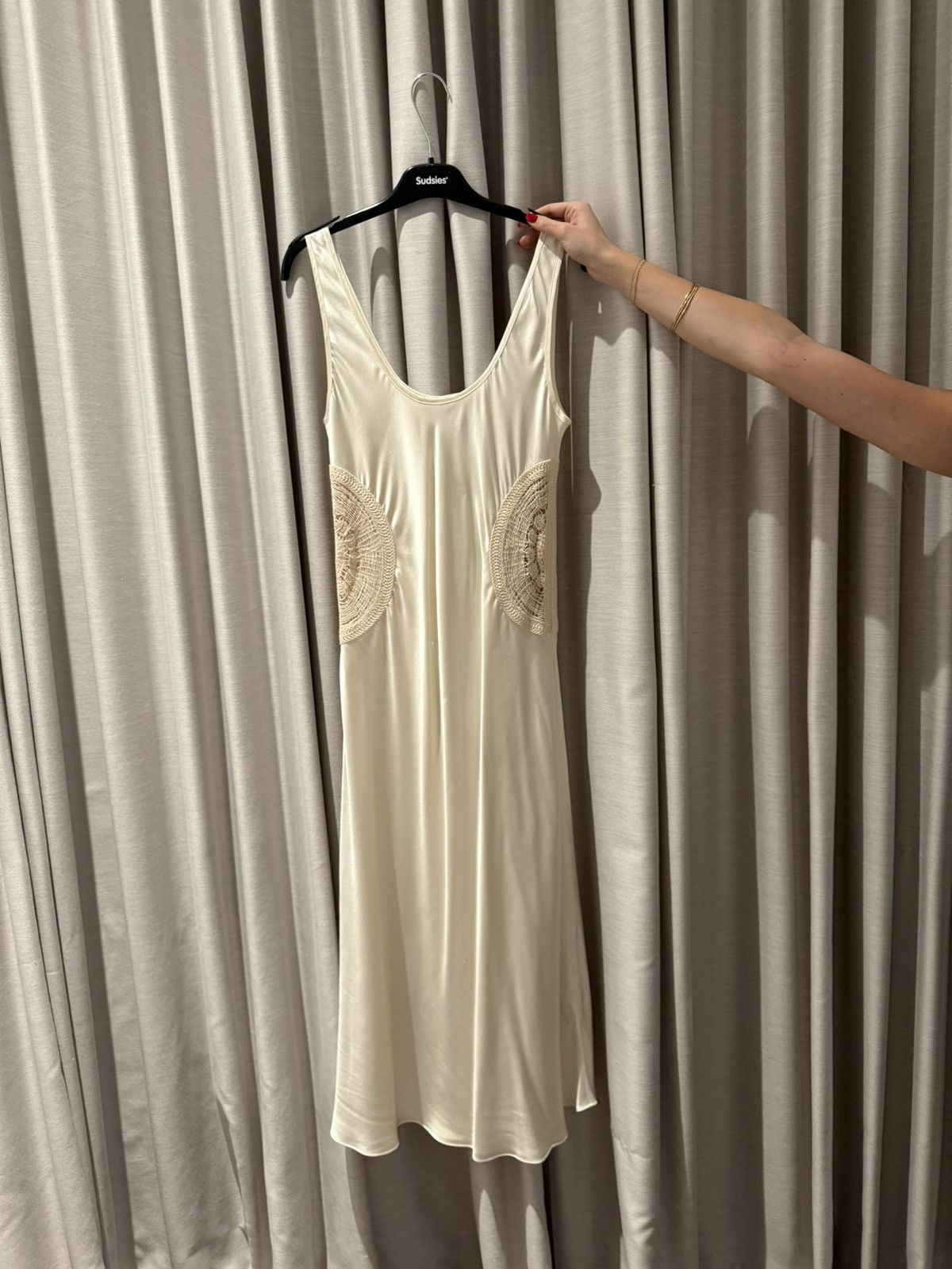 Silk Laundry Doilies Scoop Neck Dress Off-White Size S / US 4 / IT 40 - 1 Thumbnail