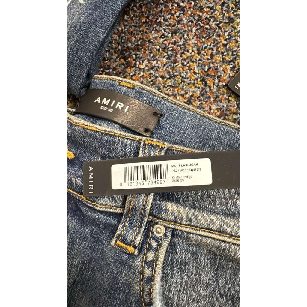Amiri o1rshd1 MX1 Plaid Jean in Crafted Indigo Blue 33 Size US 33 - 18 Thumbnail