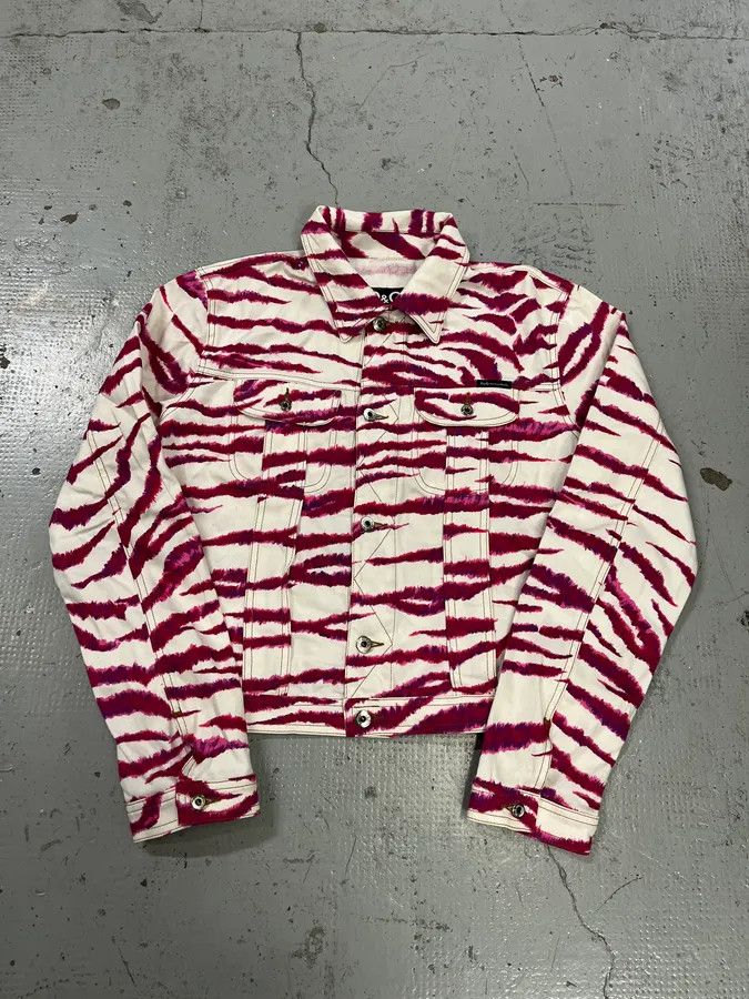 Dolce & Gabbana 2000s Dolce & Gabbana Tiger Stripes White & Fuschia Jacket Size US M / EU 48-50 / 2 - 1 Thumbnail