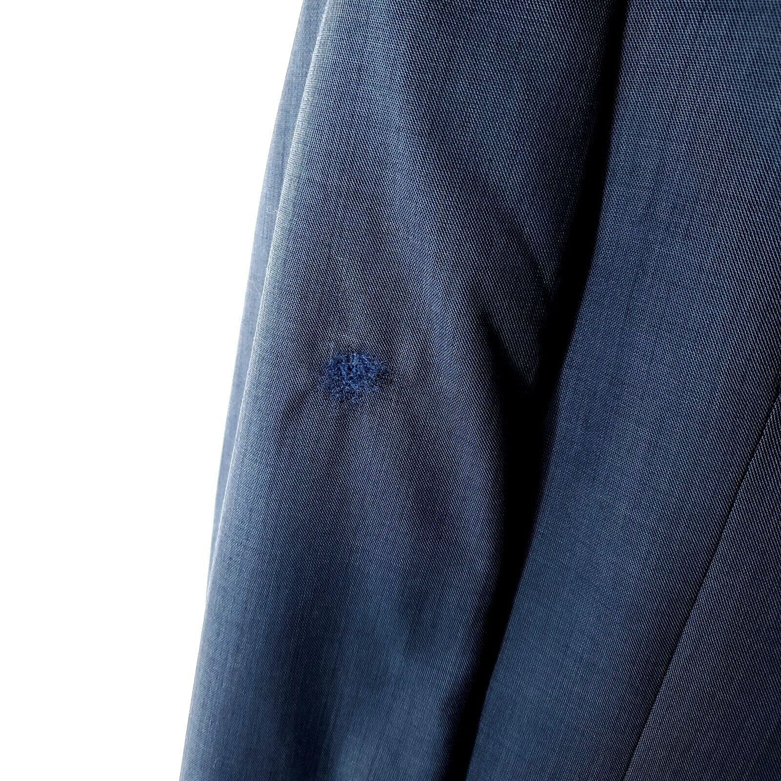 Tallia DAMAGED Tallia Uomo Worsted Wool 3 Button Blazer 44R Blue Sh Size 44R - 2 Thumbnail